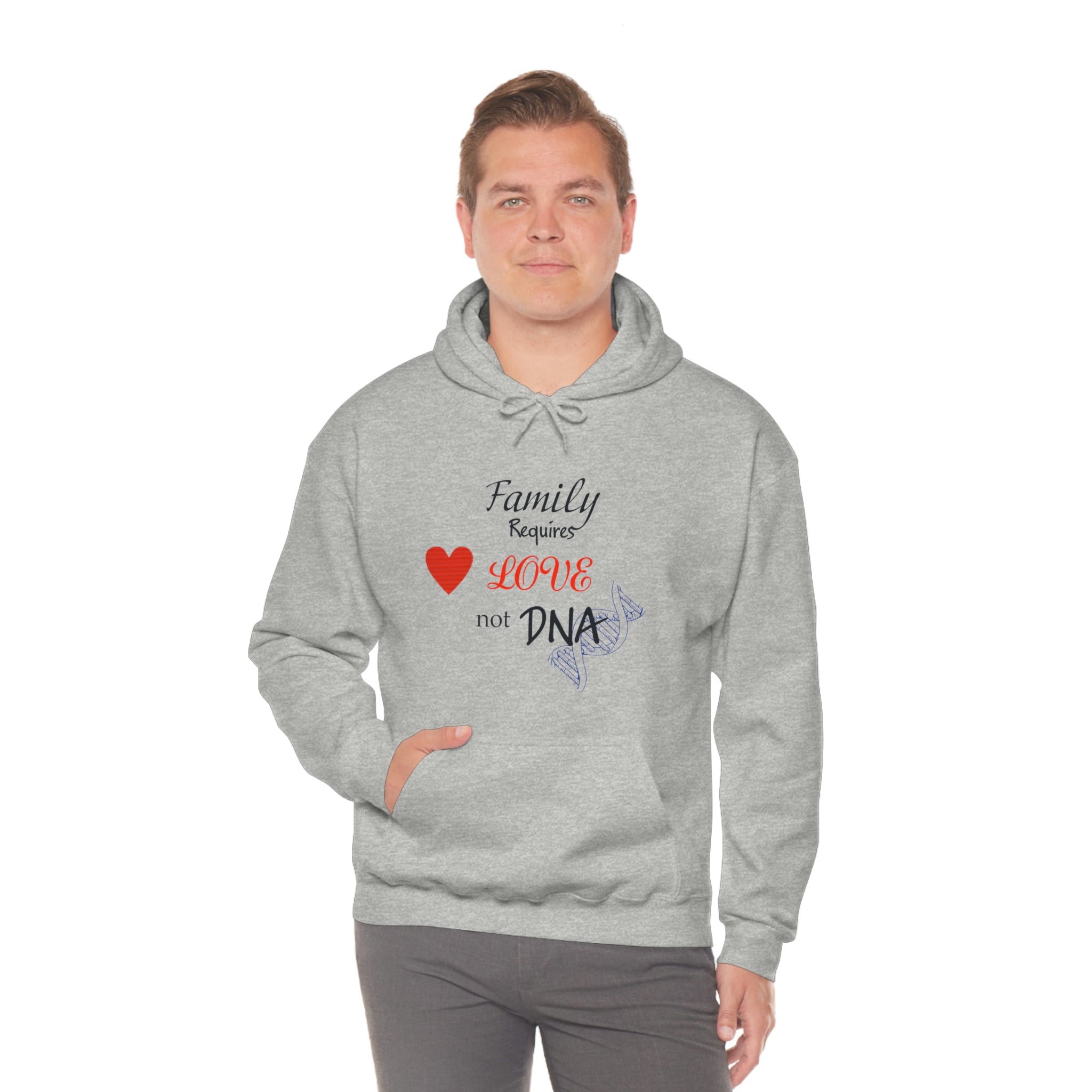 Family Requires Love Not DNA - Unisex Heavy Blend™ Hooded Sweatshirt