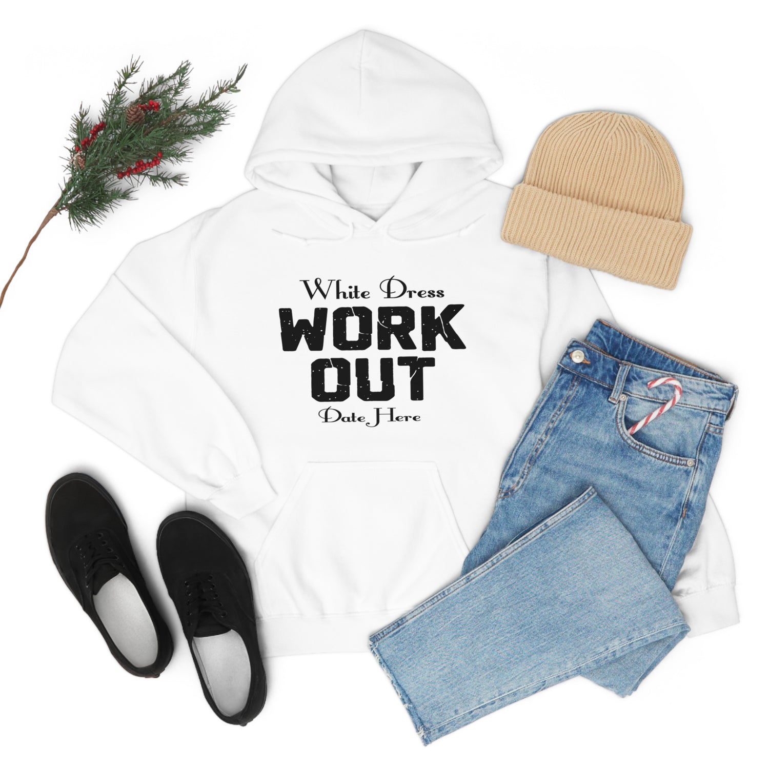 White Dress Work Out Wedding Date Customizable - Unisex Heavy Blend™ Hooded Sweatshirt
