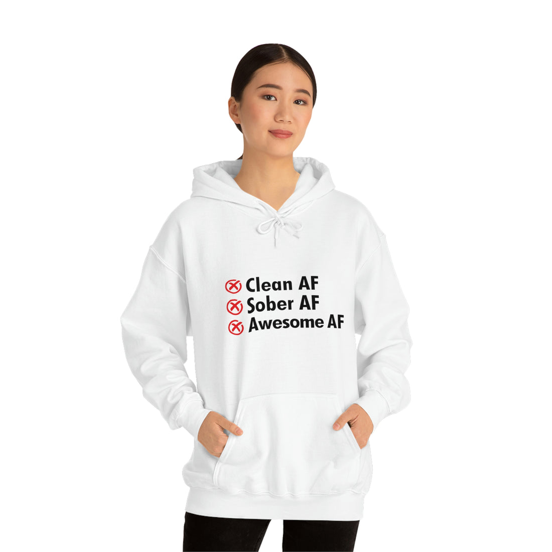 Clean AF Sober AF Awesome AF - Unisex Heavy Blend™ Hooded Sweatshirt