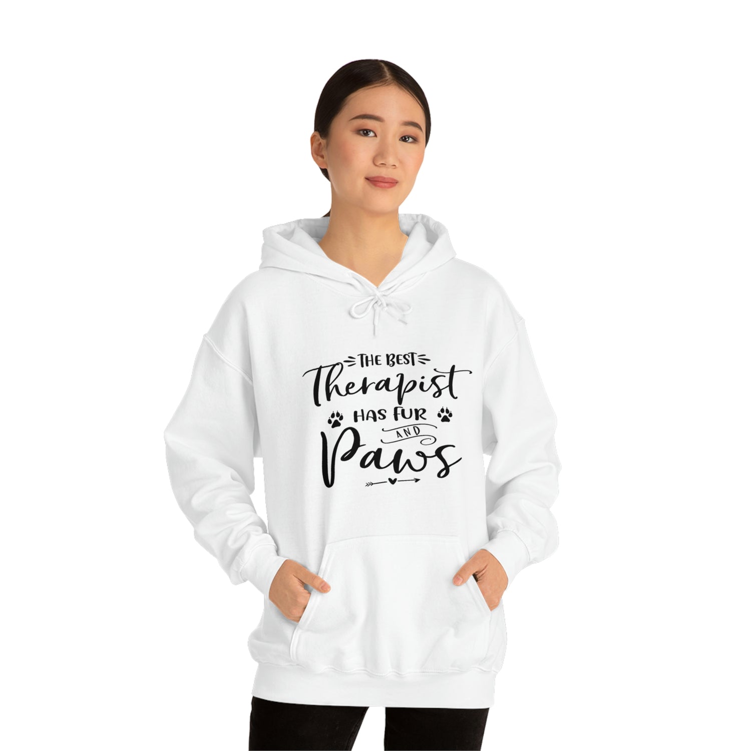 The Best Therapist Has Fur & Paws - Unisex Heavy Blend™ Hooded Sweatshirt