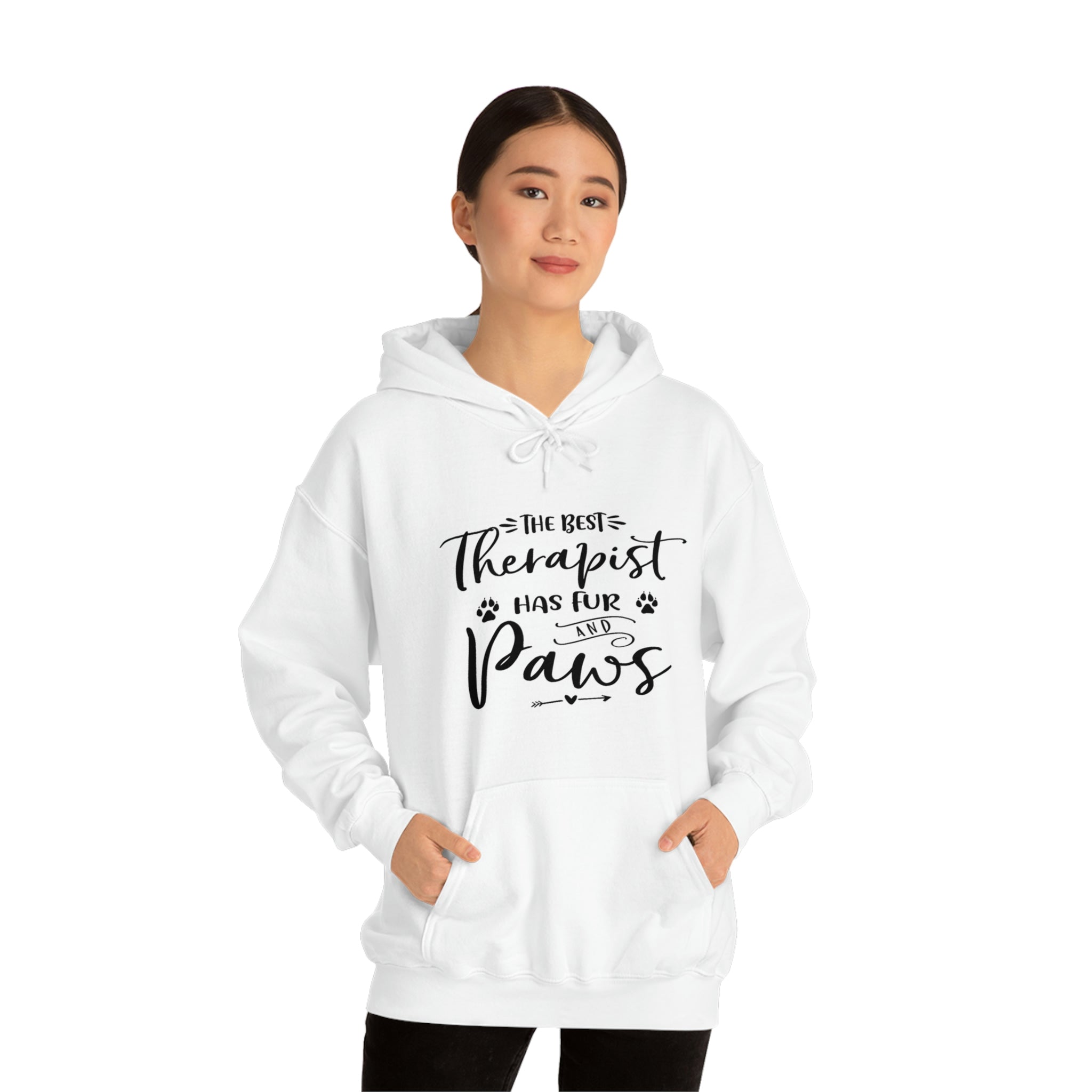 The Best Therapist Has Fur & Paws - Unisex Heavy Blend™ Hooded Sweatshirt