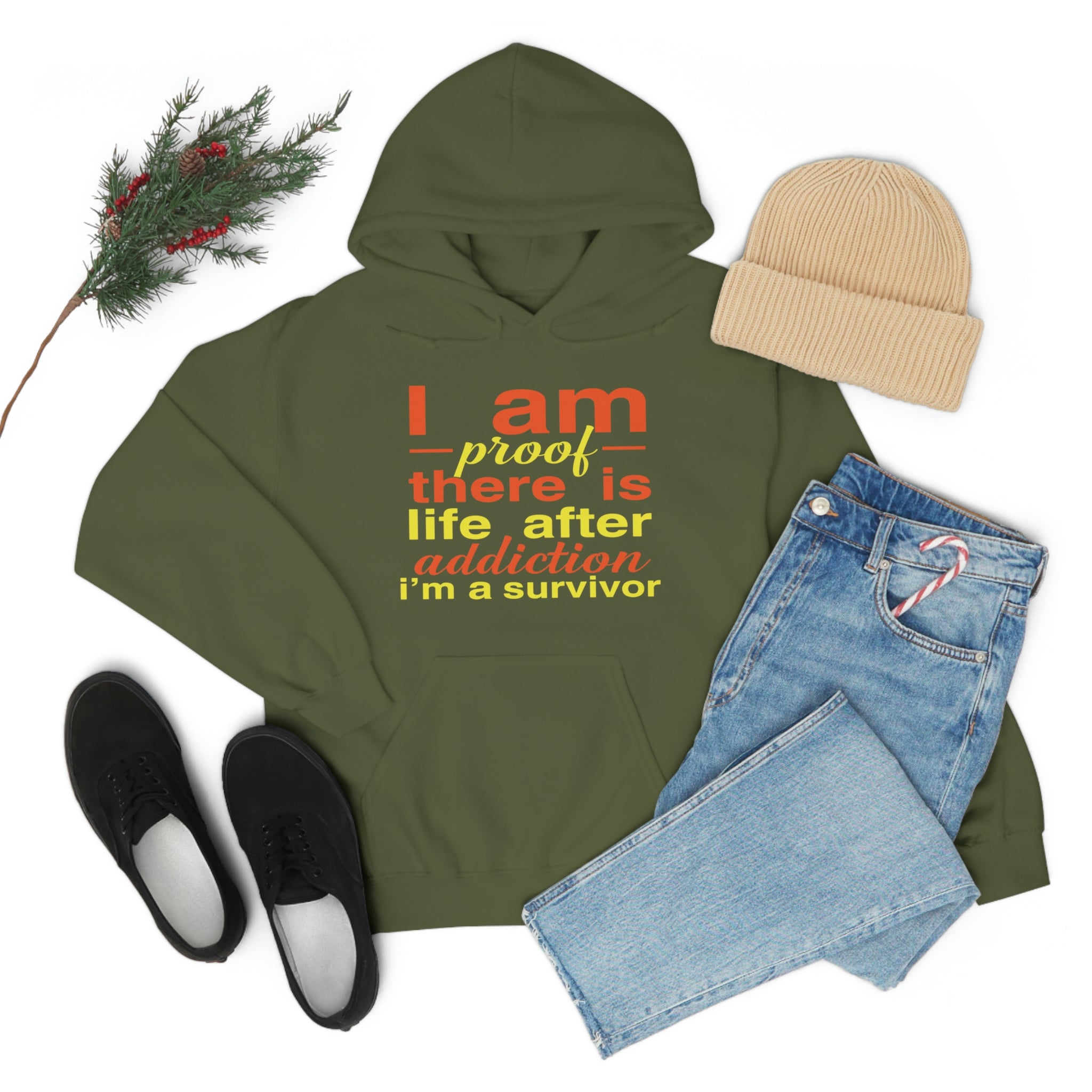 I Am Proof There Is Life After Addiction - Unisex Heavy Blend™ Hooded Sweatshirt