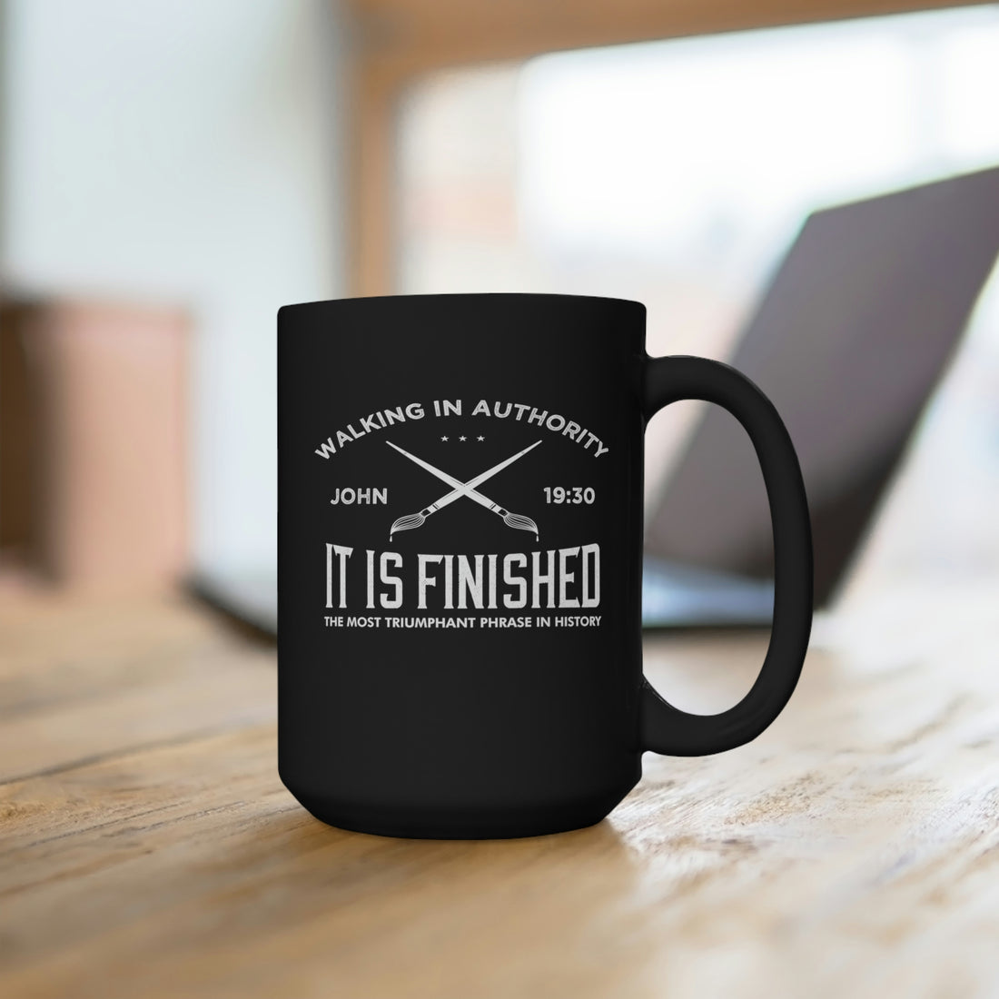 John 19:30 It Is Finished - Large 15oz Black Mug
