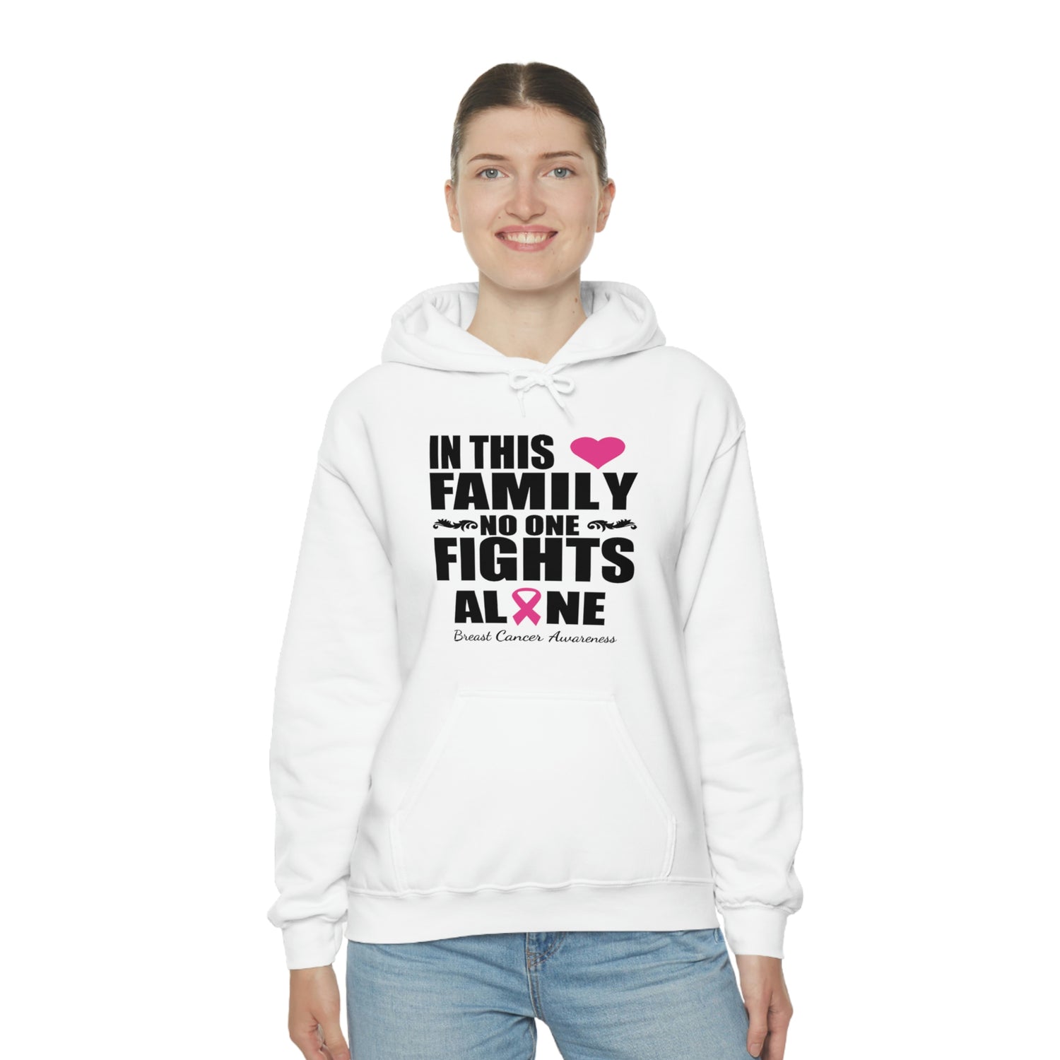 In This Family No One Fights Alone - Unisex Heavy Blend™ Hooded Sweatshirt
