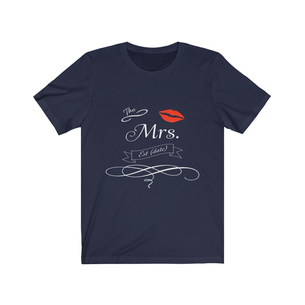 The Mrs. Established Wedding Date Customizable - Unisex Jersey Short Sleeve Tee