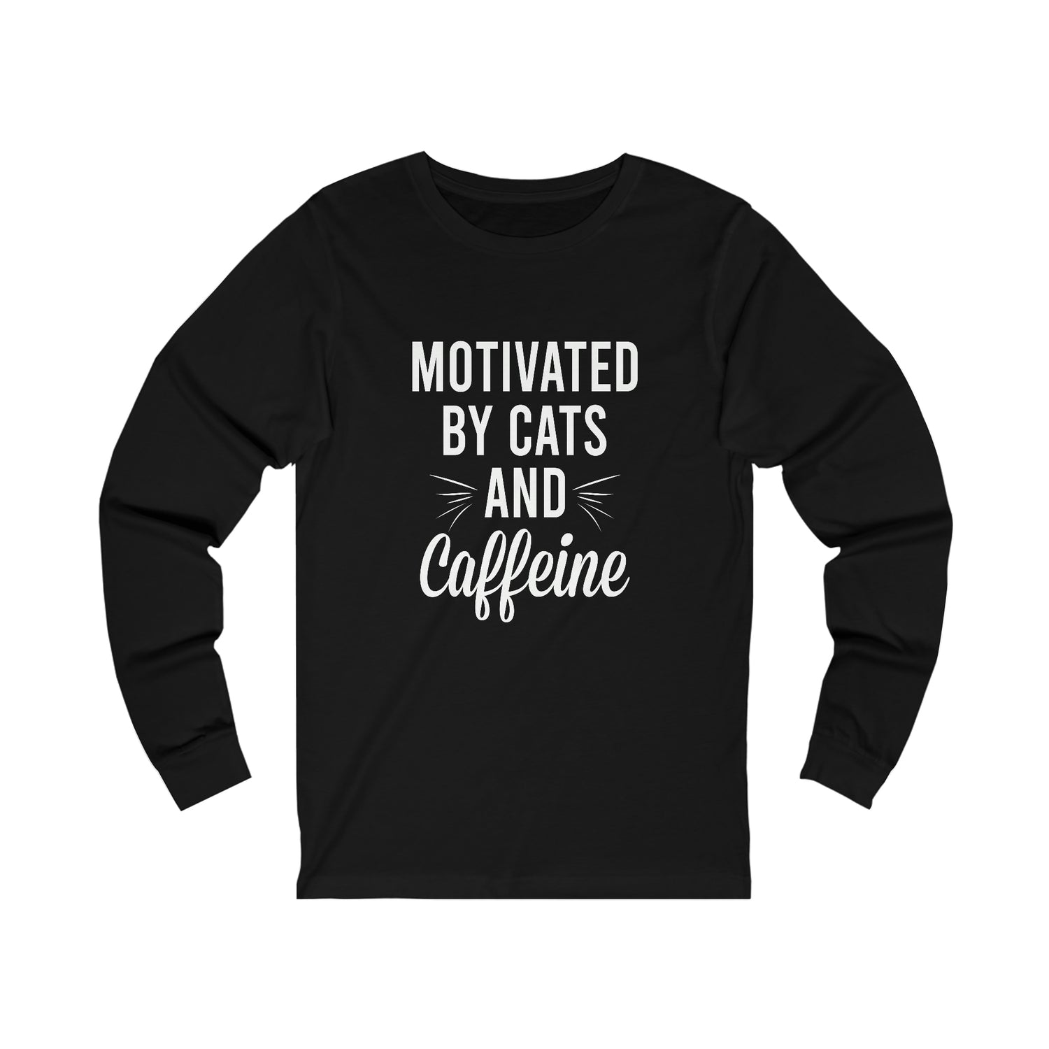 Motivated By Cats & Caffeine  - Unisex Jersey Long Sleeve Tee