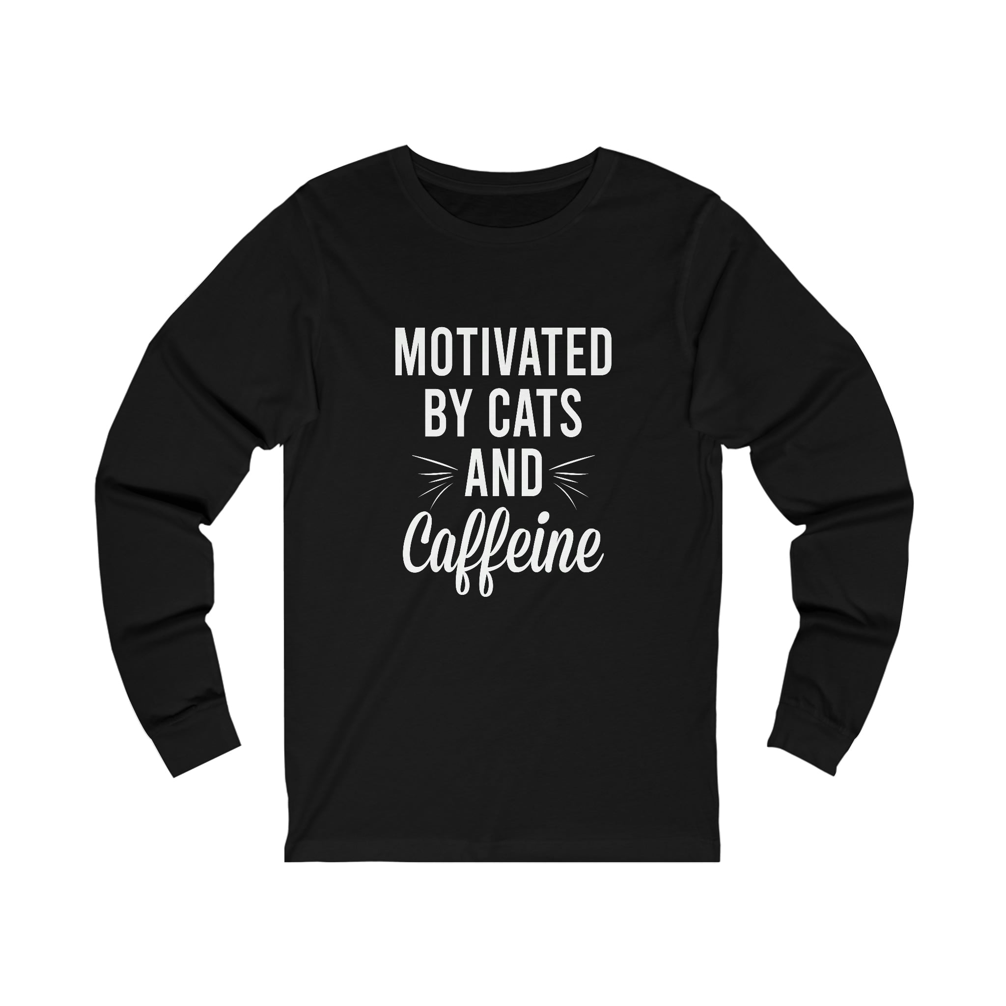 Motivated By Cats & Caffeine - Unisex Jersey Long Sleeve Tee
