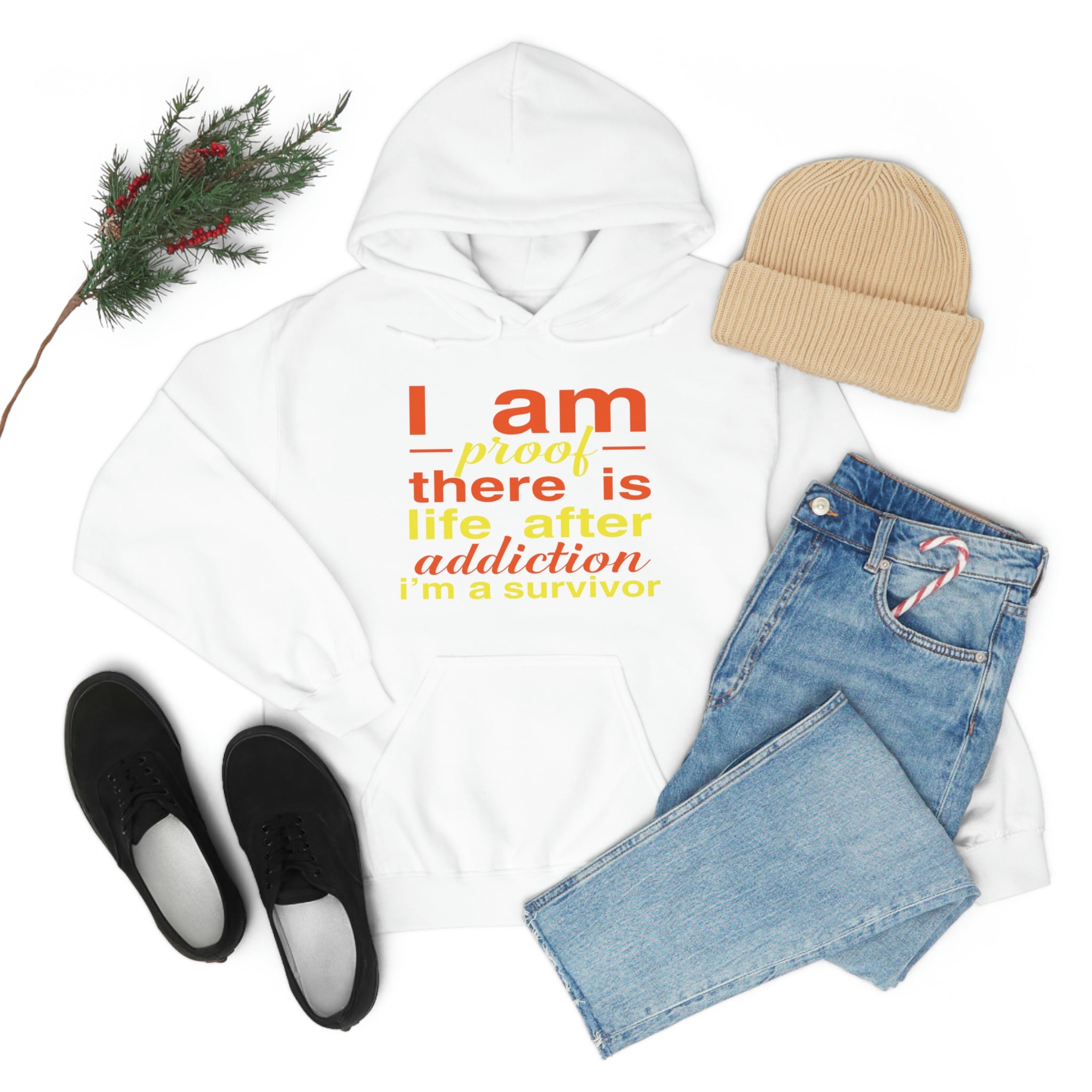 I Am Proof There Is Life After Addiction - Unisex Heavy Blend™ Hooded Sweatshirt