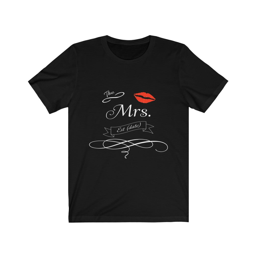 The Mrs. Established Wedding Date Customizable - Unisex Jersey Short Sleeve Tee