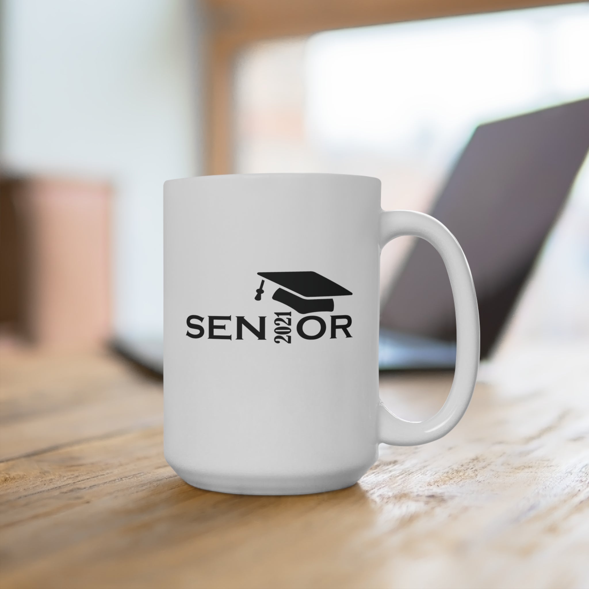 Senior Cap With Class Year Customizable - White Ceramic Mug 2 sizes Available
