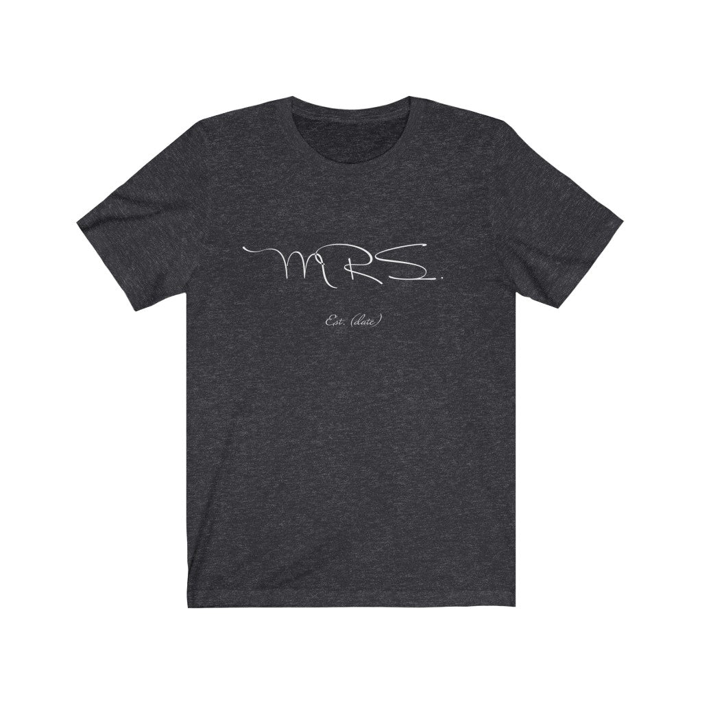 Mrs. Established Wedding Date Customizable - Unisex Jersey Short Sleeve Tee
