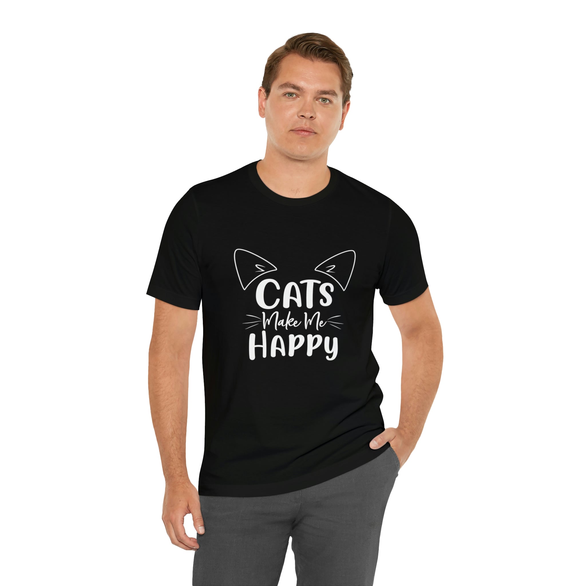 Cats Make Me Happy - Unisex Jersey Short Sleeve Tee