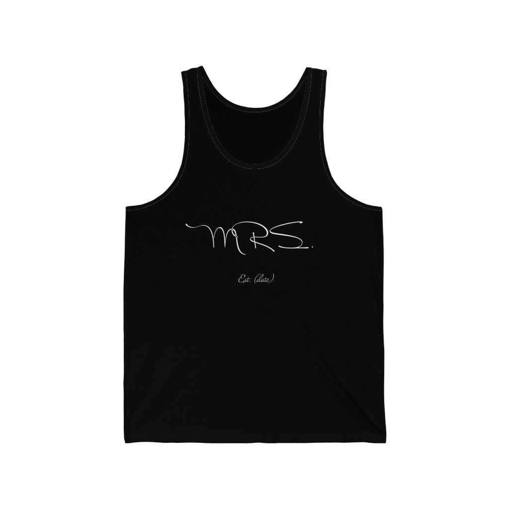 Mrs. Established Wedding Date Customizable - Unisex Jersey Tank Top