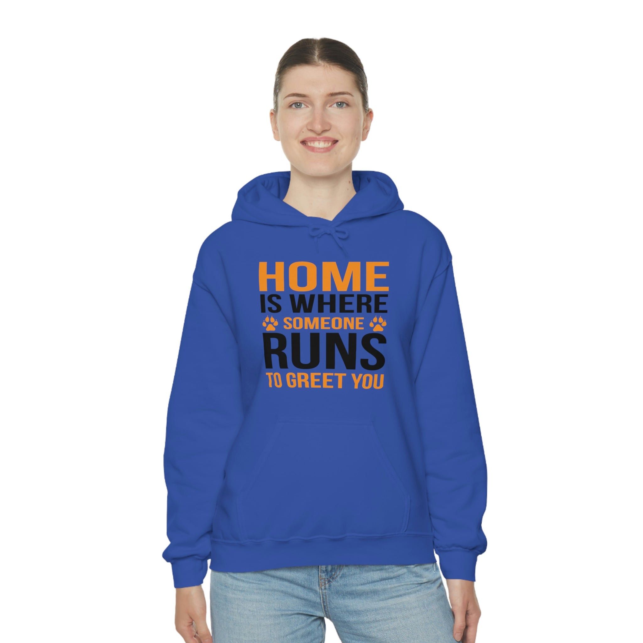 Home Is Where Someone Runs To Greet You - Unisex Heavy Blend™ Hooded Sweatshirt