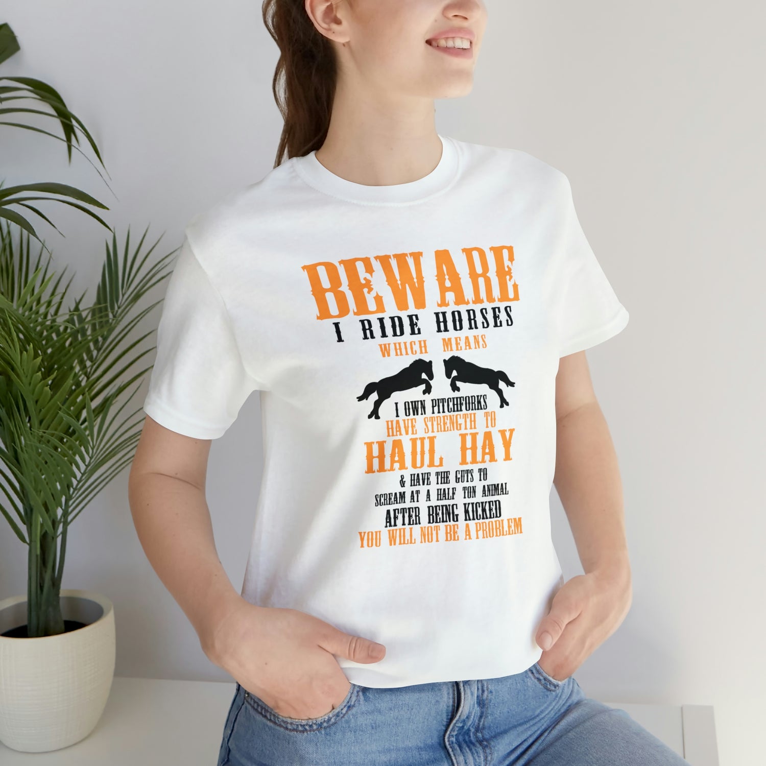 Beware I Ride Horses - Unisex Jersey Short Sleeve Tee
