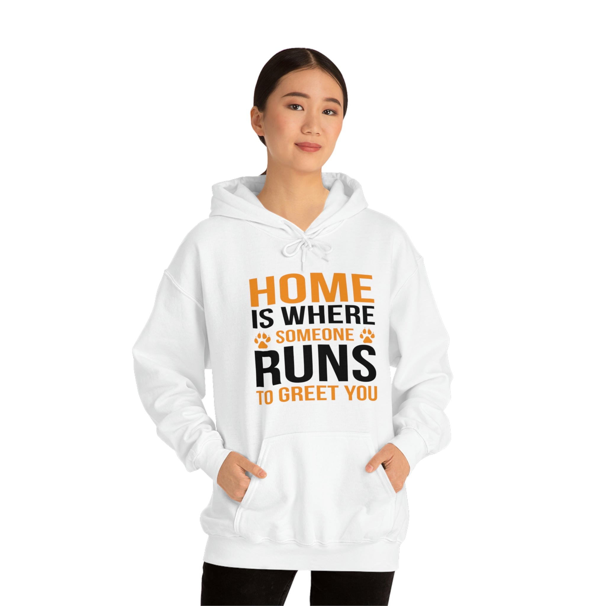 Home Is Where Someone Runs To Greet You - Unisex Heavy Blend™ Hooded Sweatshirt