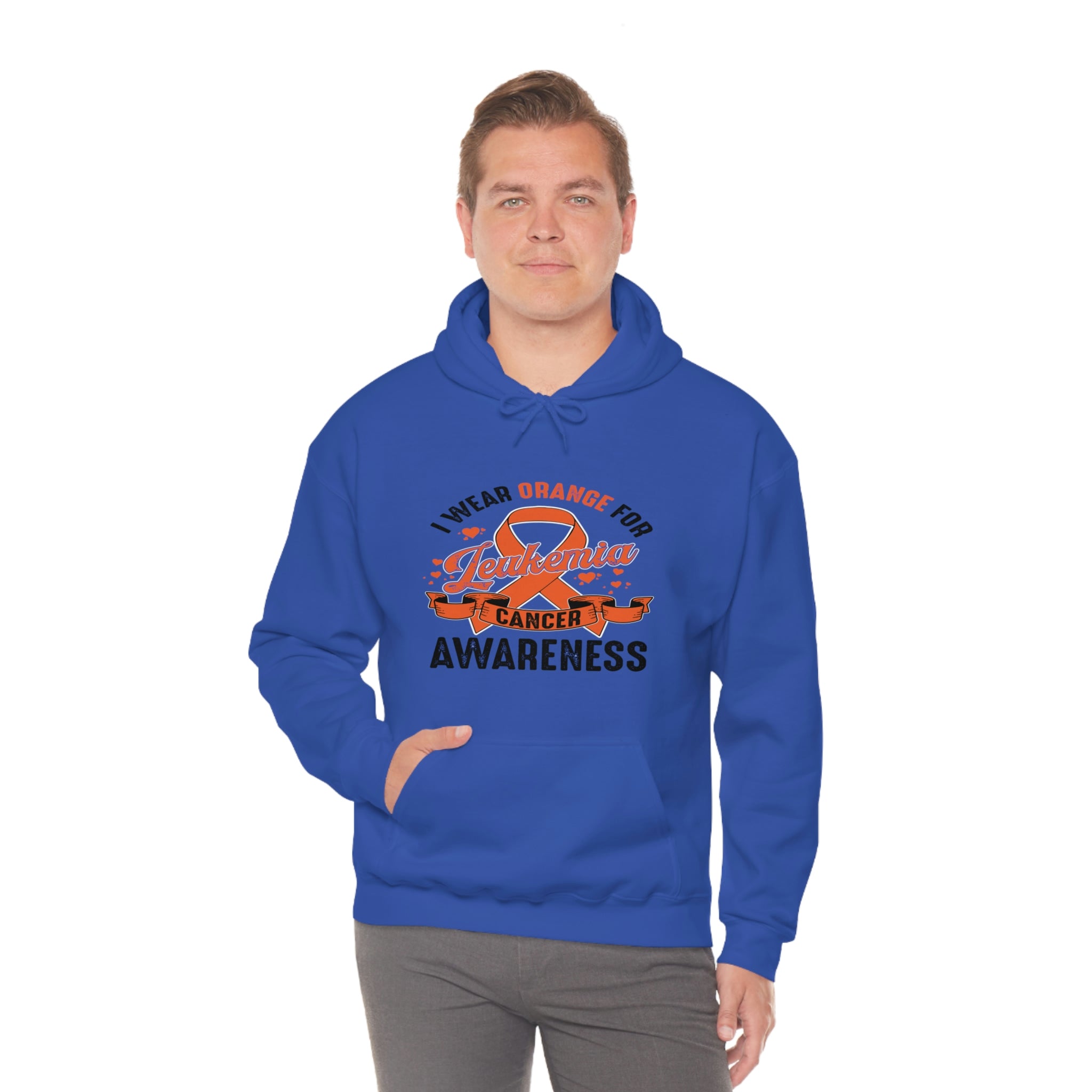 I Wear Orange For Leukemia Cancer Awareness - Unisex Heavy Blend™ Hooded Sweatshirt