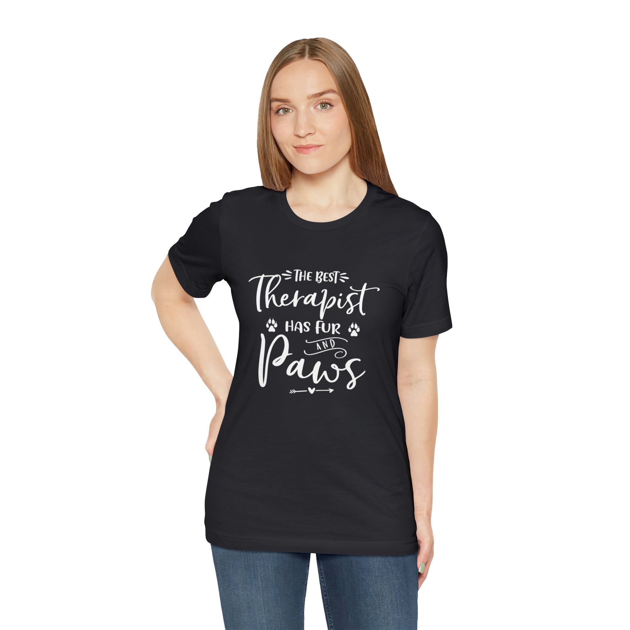 The Best Therapist Has Fur & Paws - Unisex Jersey Short Sleeve Tee