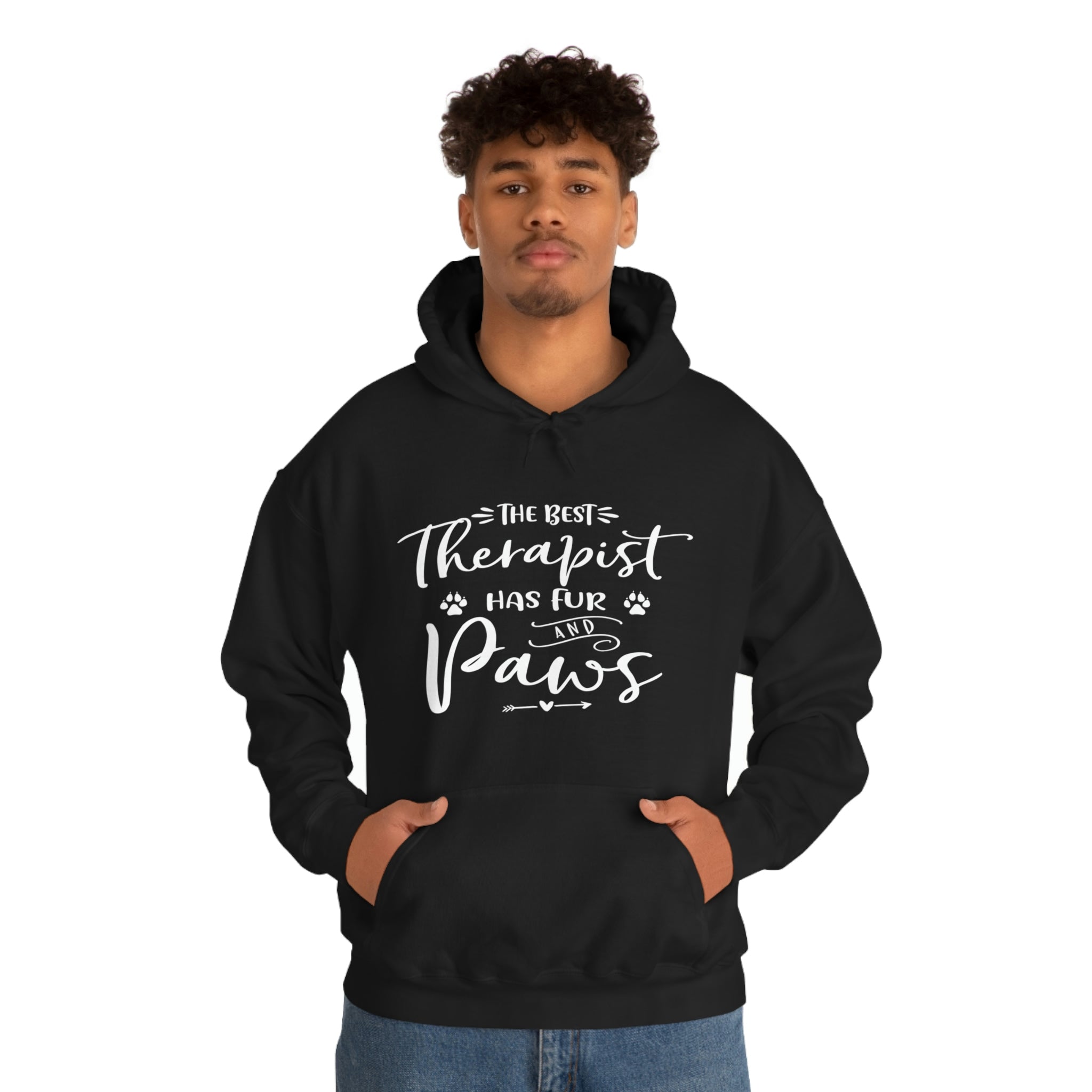 The Best Therapist Has Fur & Paws - Unisex Heavy Blend™ Hooded Sweatshirt