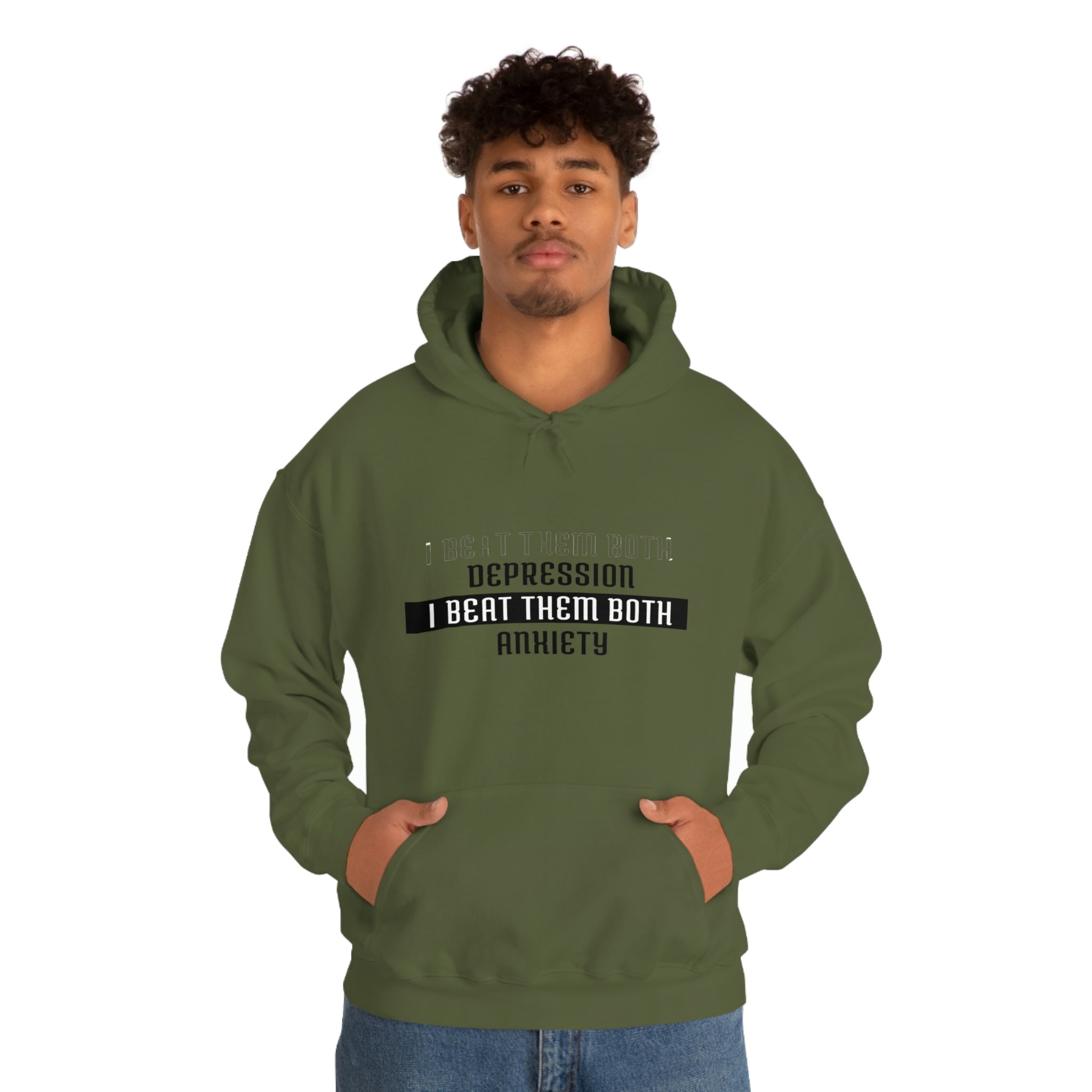Depression & Anxiety I Beat Them Both - Unisex Heavy Blend™ Hooded Sweatshirt