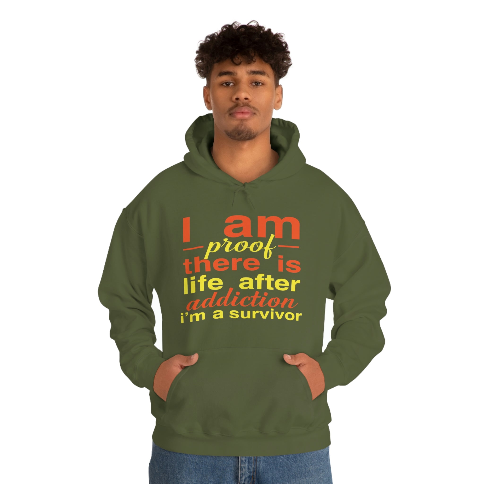 I Am Proof There Is Life After Addiction - Unisex Heavy Blend™ Hooded Sweatshirt