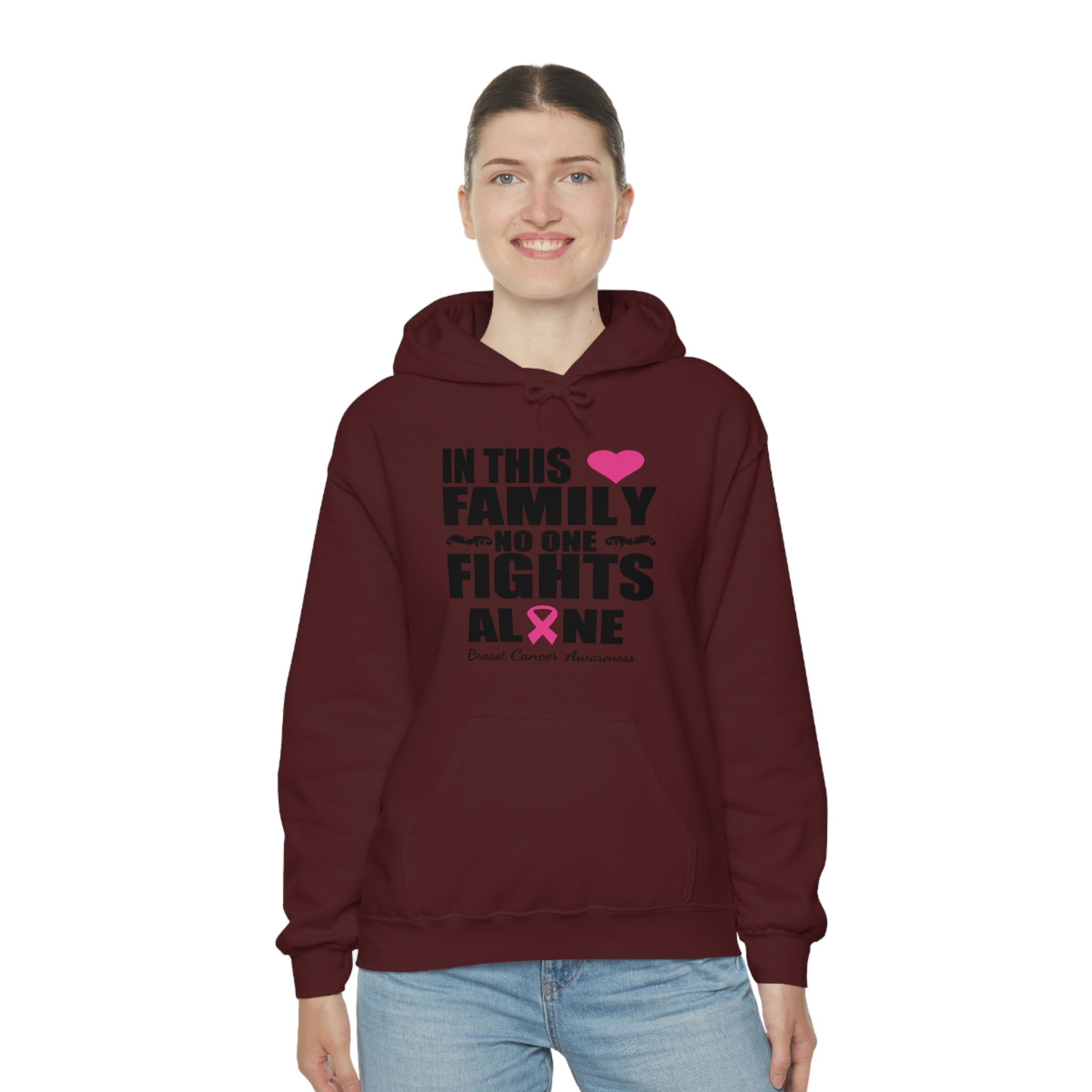In This Family No One Fights Alone - Unisex Heavy Blend™ Hooded Sweatshirt