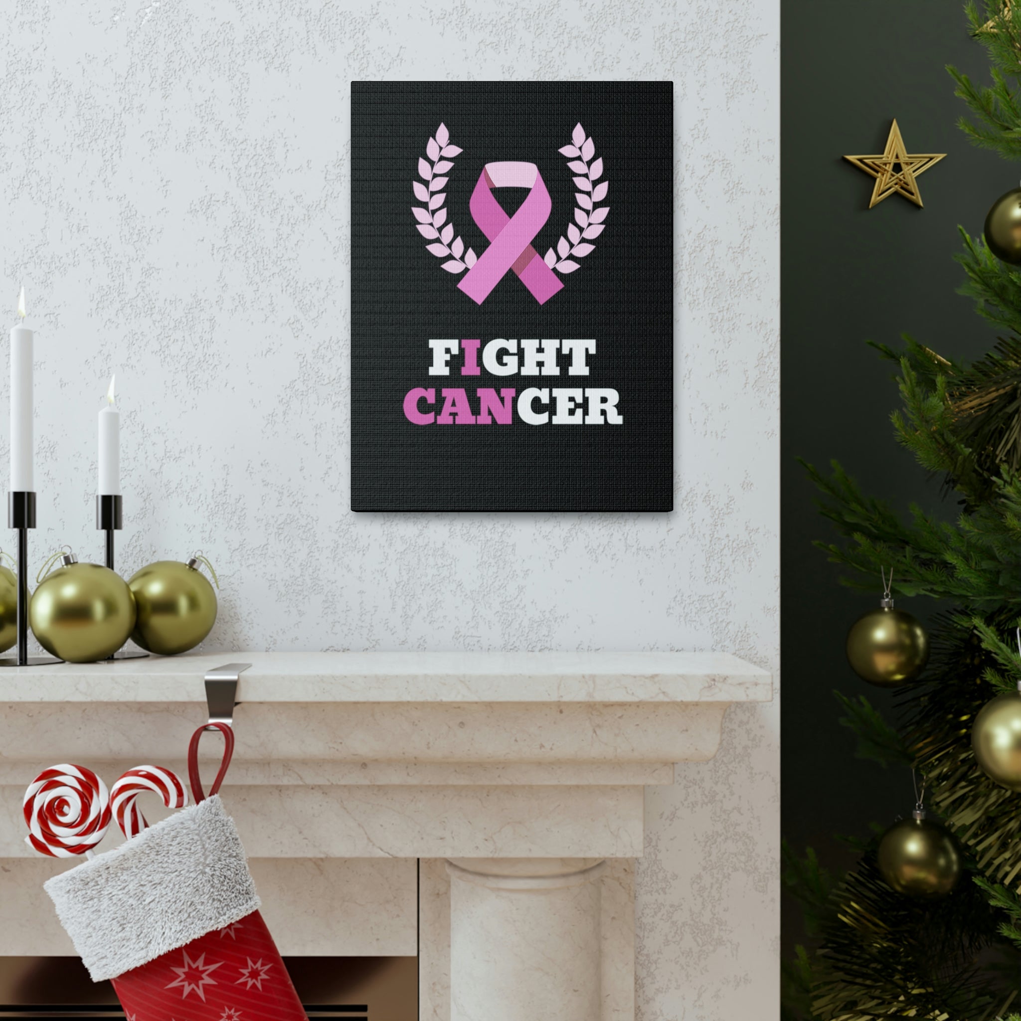 Fight Cancer I Can - Black Canvass Print