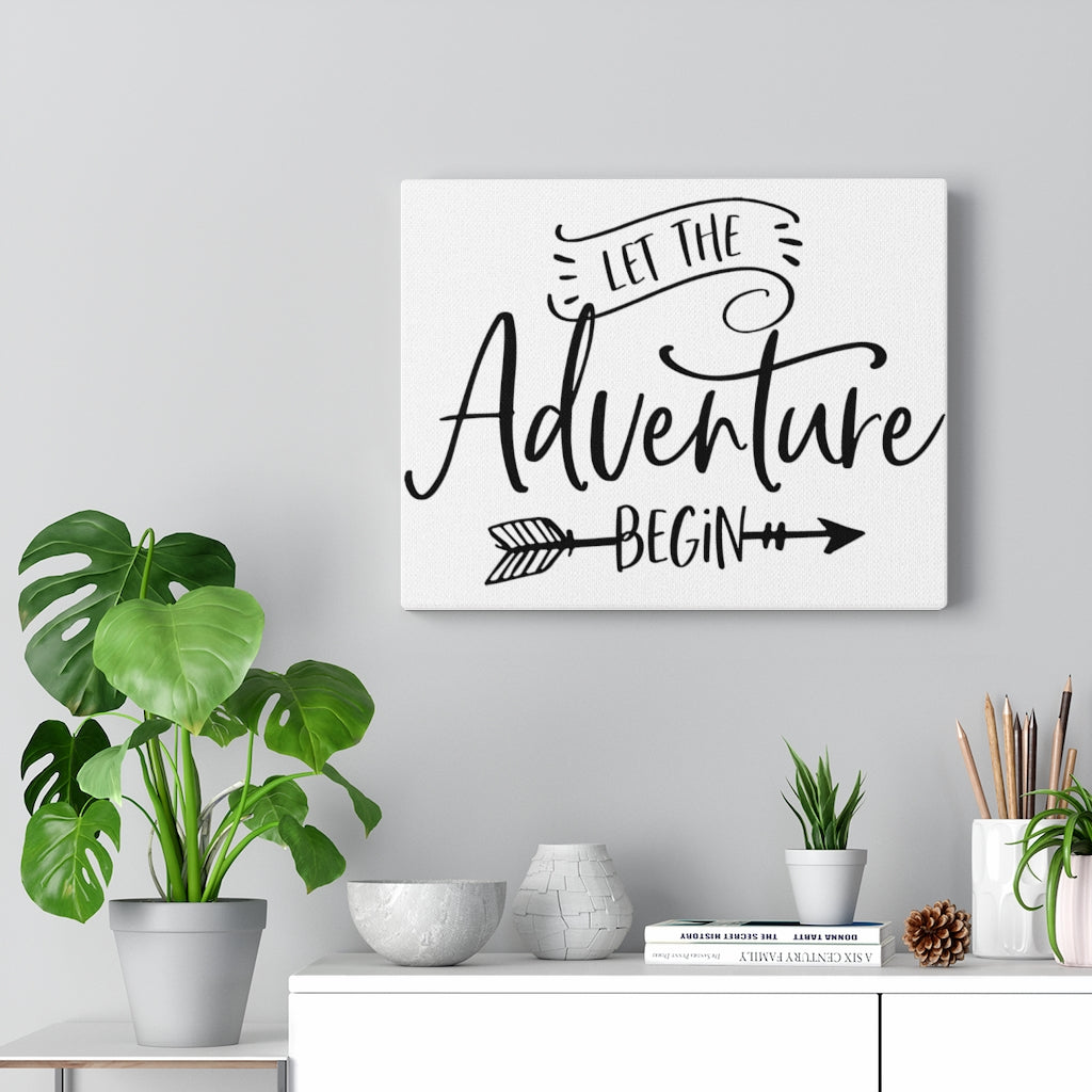 Let The Adventure Begin - White Canvas Print