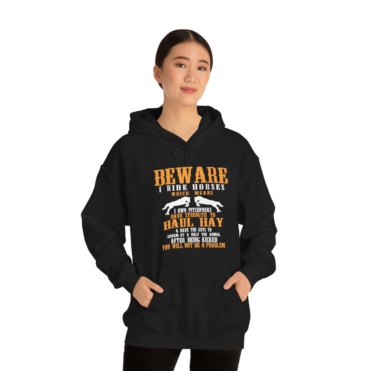 Beware I Ride Horses - Unisex Heavy Blend™ Hooded Sweatshirt