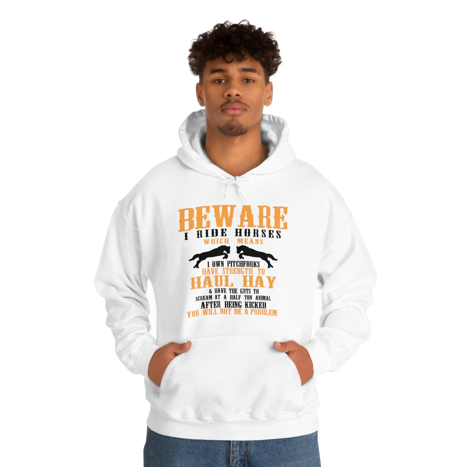 Beware I Ride Horses - Unisex Heavy Blend™ Hooded Sweatshirt