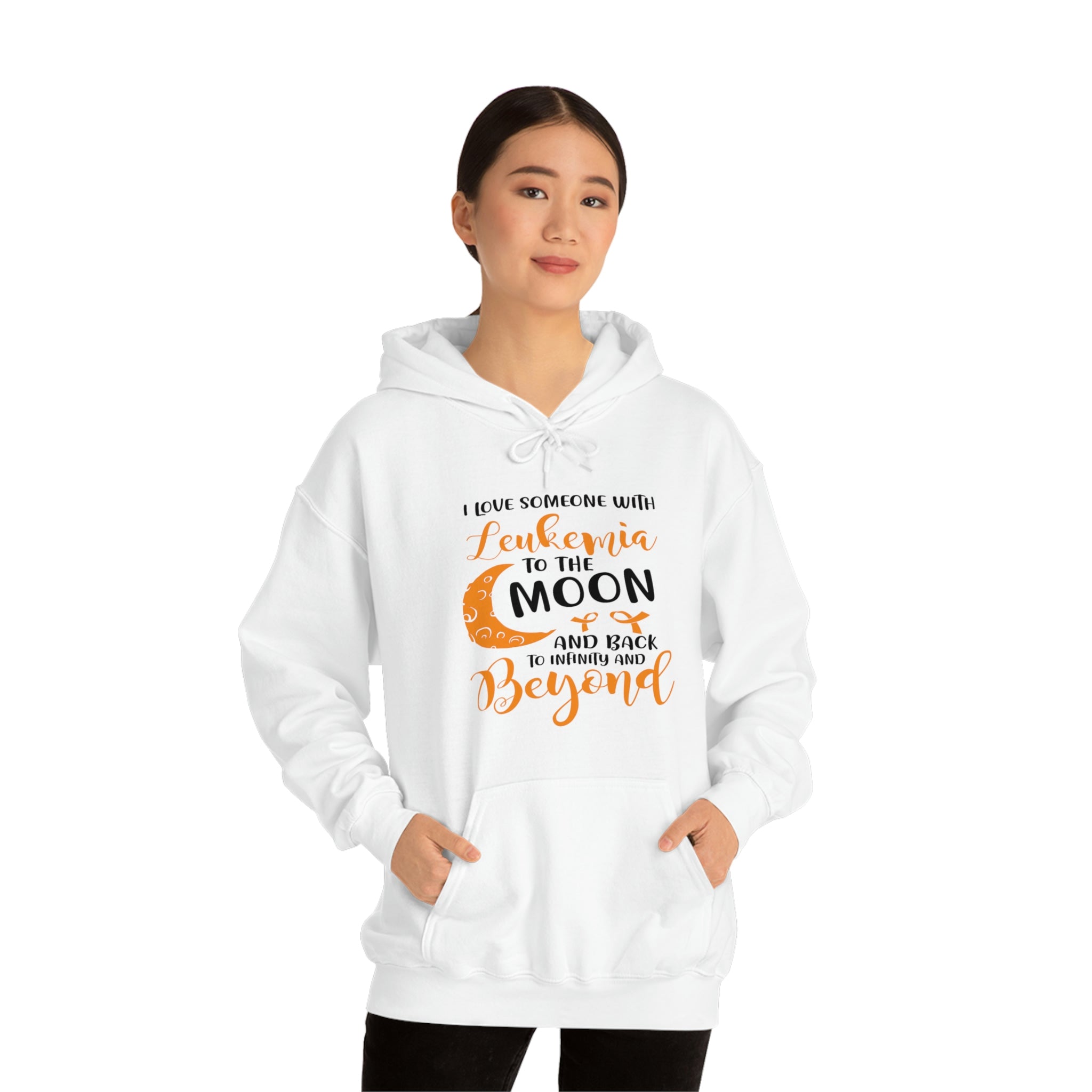 I Love Someone With Leukemia To The Moon And Back - Unisex Heavy Blend™ Hooded Sweatshirt