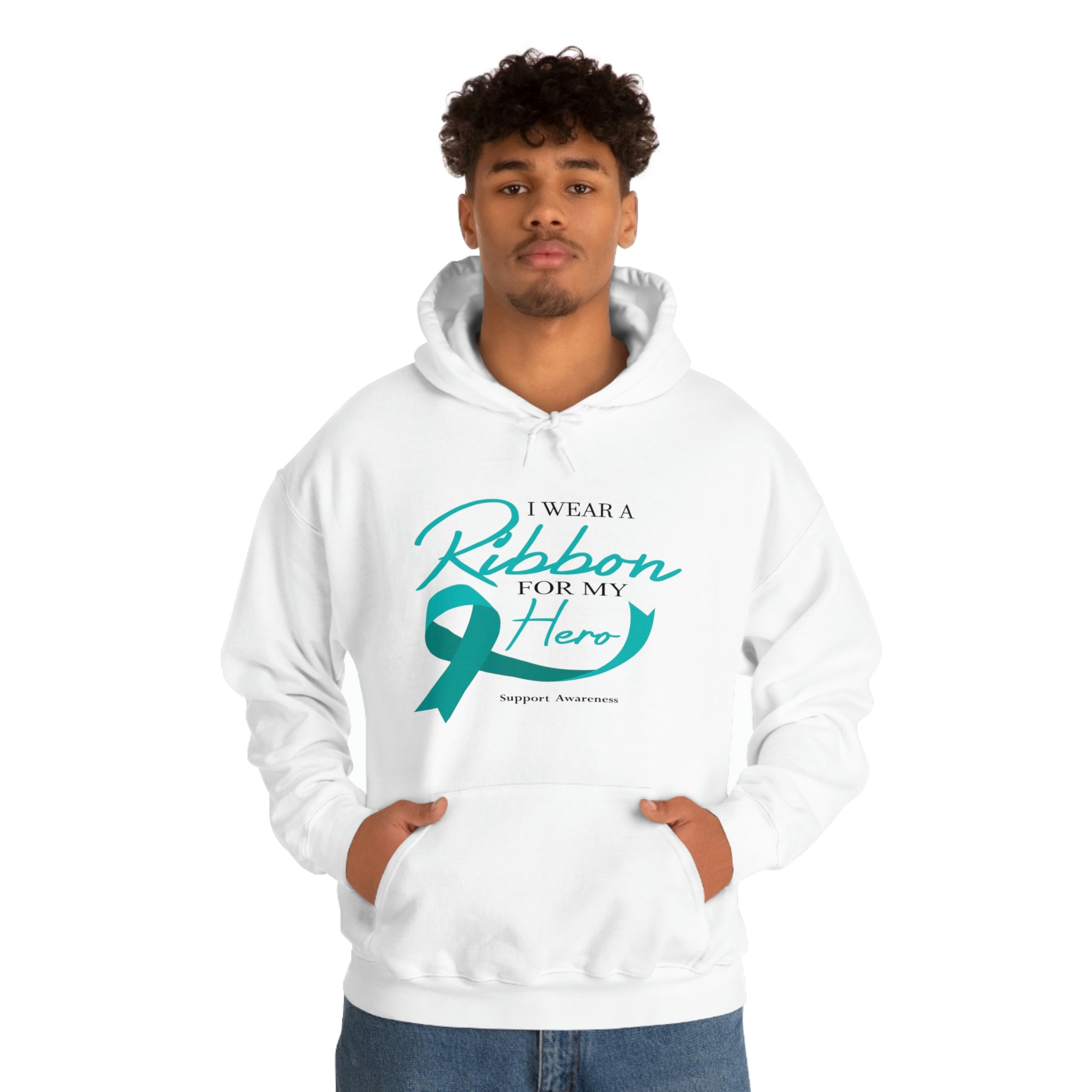 I Wear A Ribbon For My Hero - Unisex Heavy Blend™ Hooded Sweatshirt