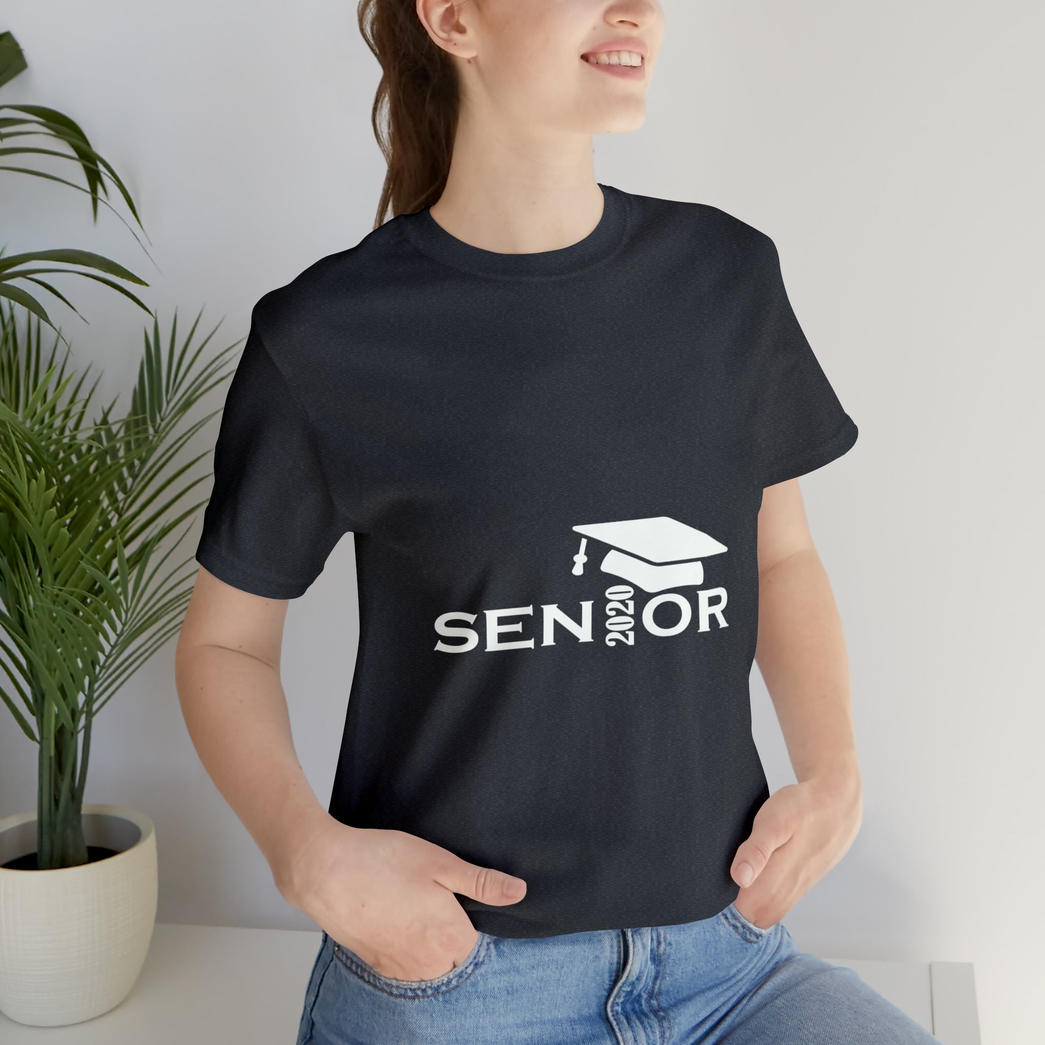 Senior Cap With Class Year Customizable - Unisex Jersey Short Sleeve Tee