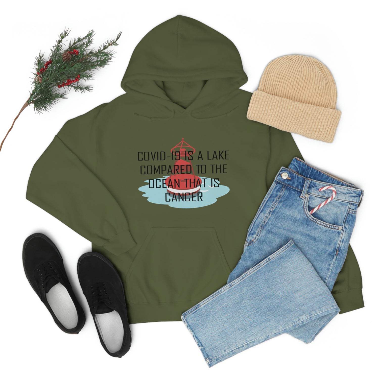 Covid-19 Is A Lake Compared To The Ocean That Is Cancer - Unisex Heavy Blend™ Hooded Sweatshirt