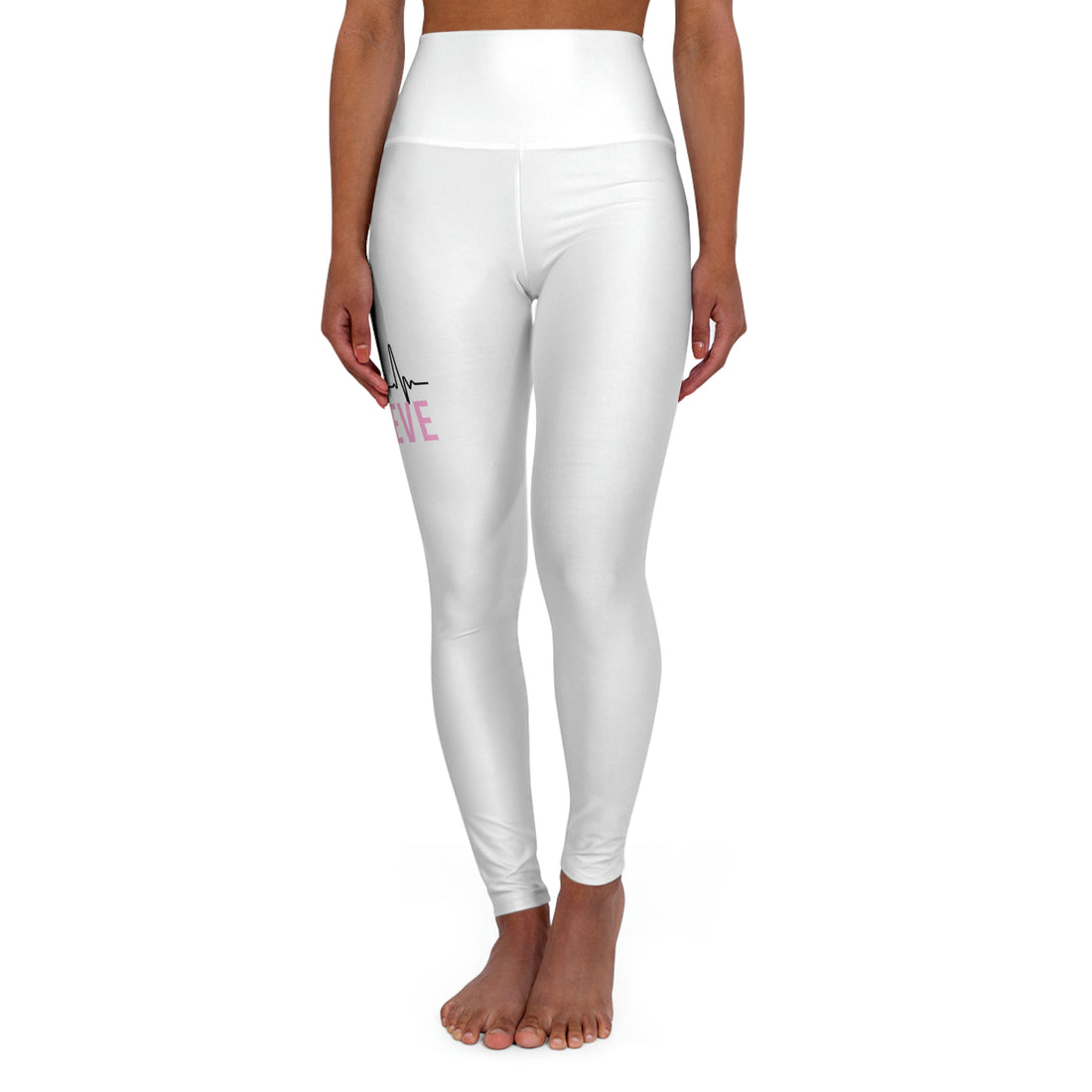 Believe - White High Waisted Yoga Leggings