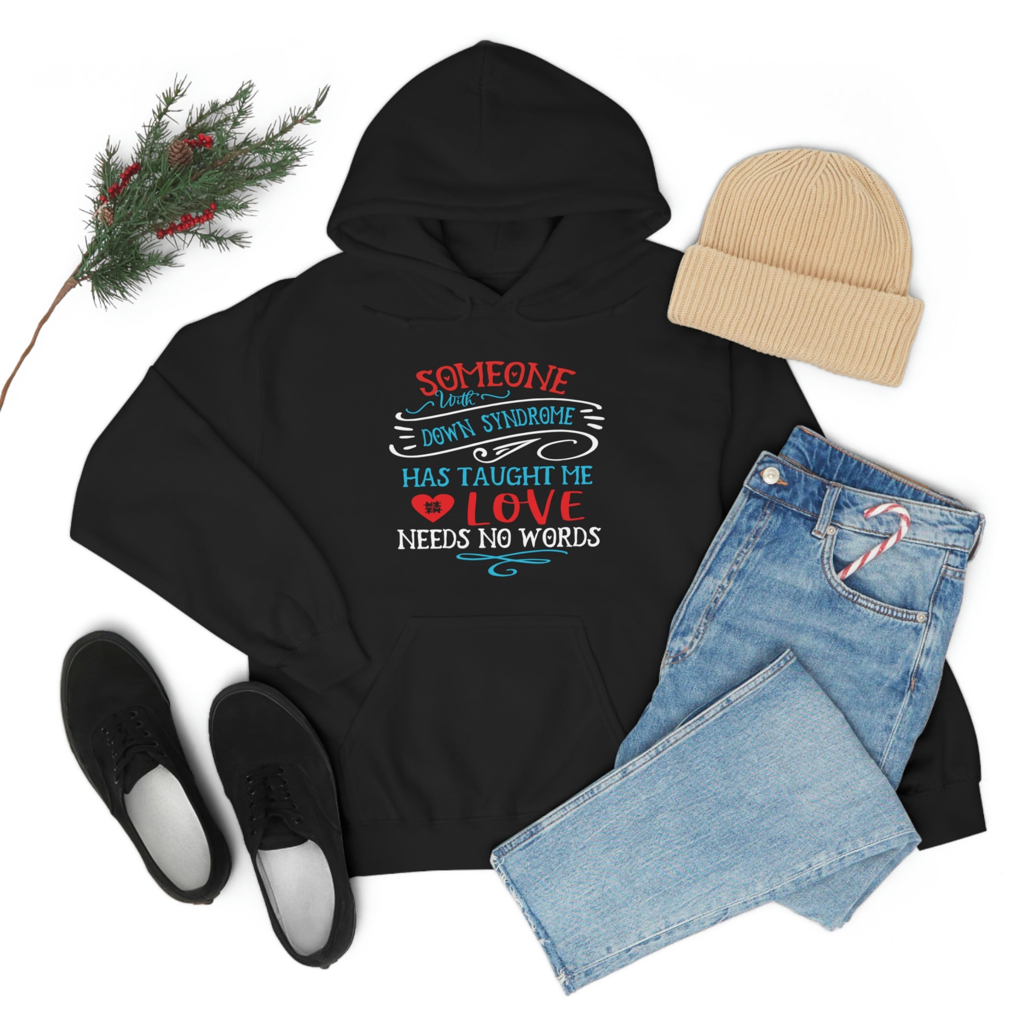 Someone with Down Syndrome Has Taught Me Love Needs No Words - Unisex Heavy Blend™ Hooded Sweatshirt