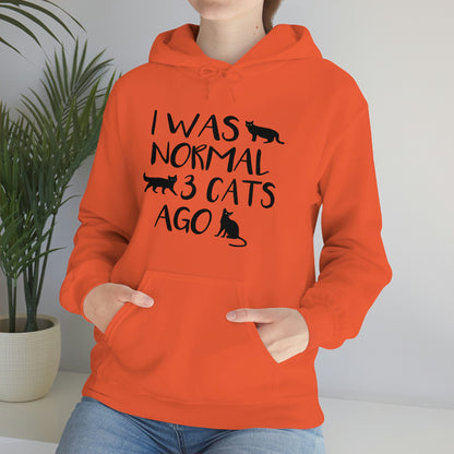 I Was Normal 3 Cats Ago - Unisex Heavy Blend™ Hooded Sweatshirt