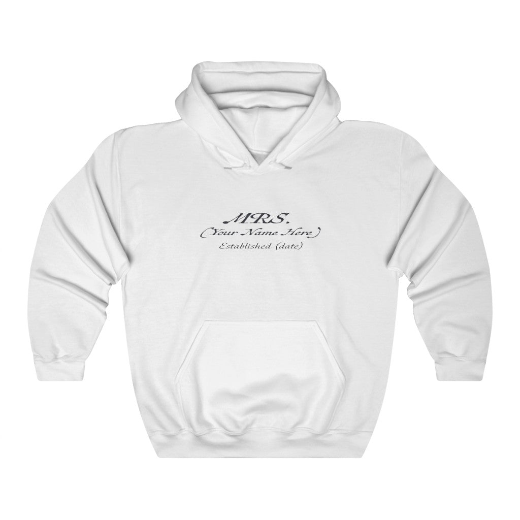Mrs. Established Wedding Date  & Name Customizable - Unisex Heavy Blend™ Hooded Sweatshirt