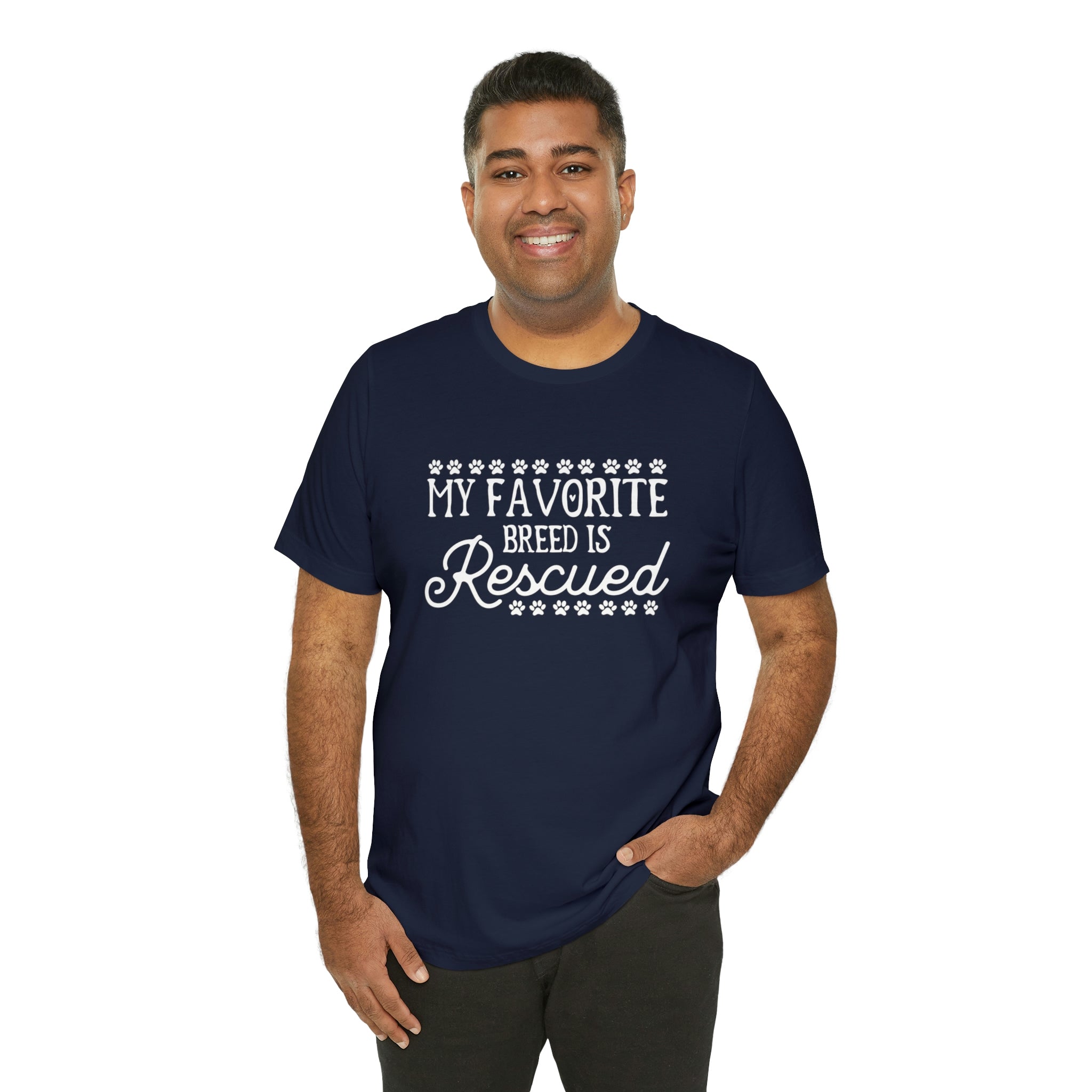 My Favorite Breed Is Rescued - Unisex Jersey Short Sleeve Tee