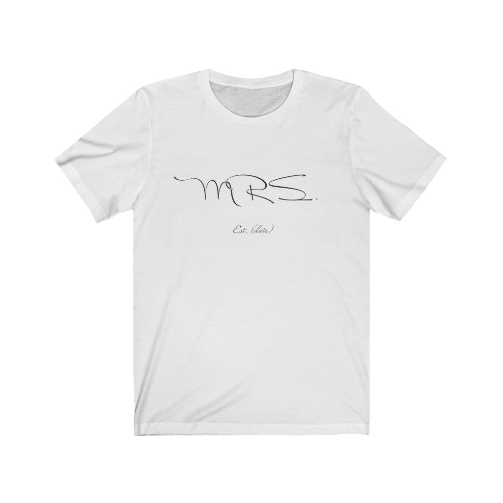 Mrs. Established Wedding Date Customizable - Unisex Jersey Short Sleeve Tee