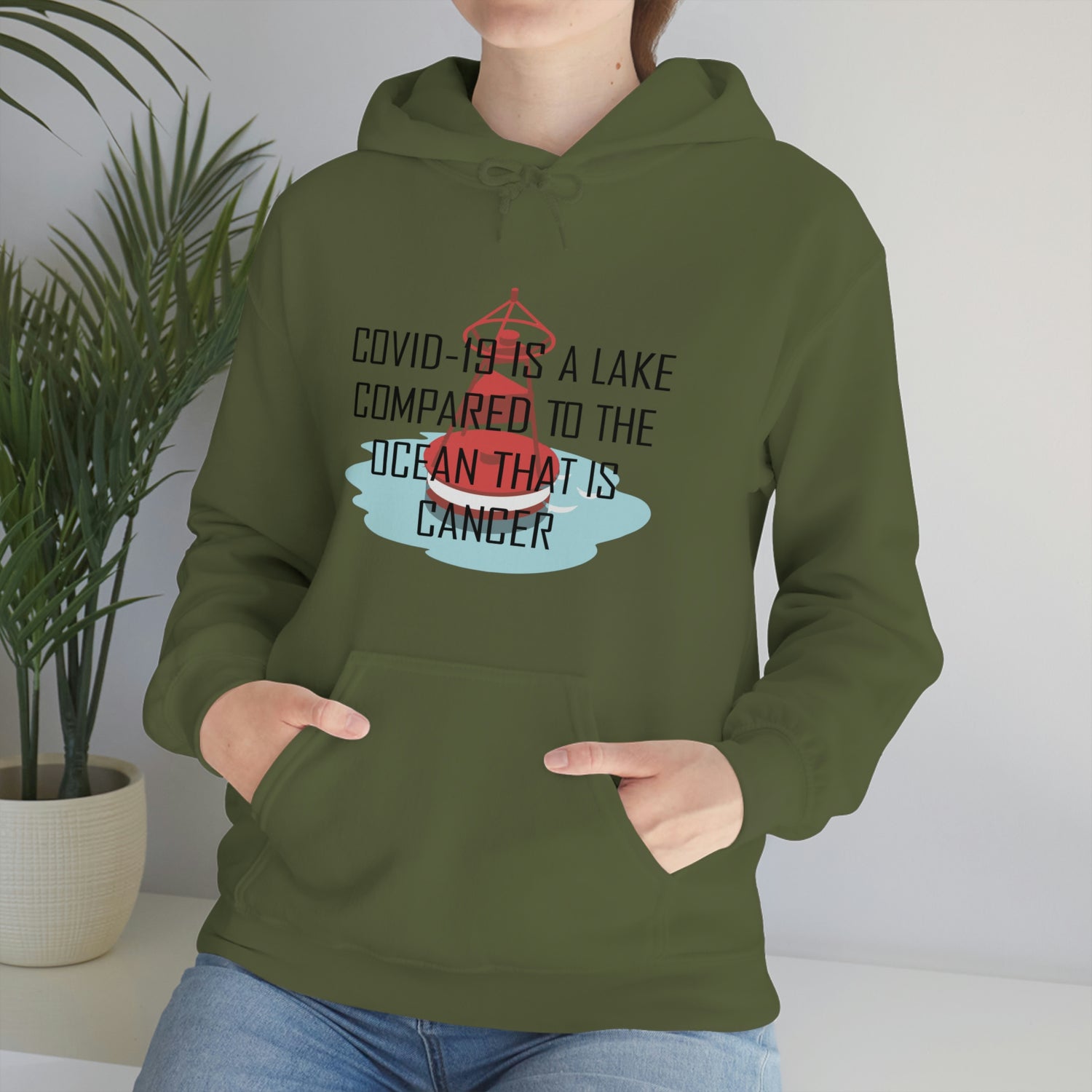 Covid-19 Is A Lake Compared To The Ocean That Is Cancer - Unisex Heavy Blend™ Hooded Sweatshirt