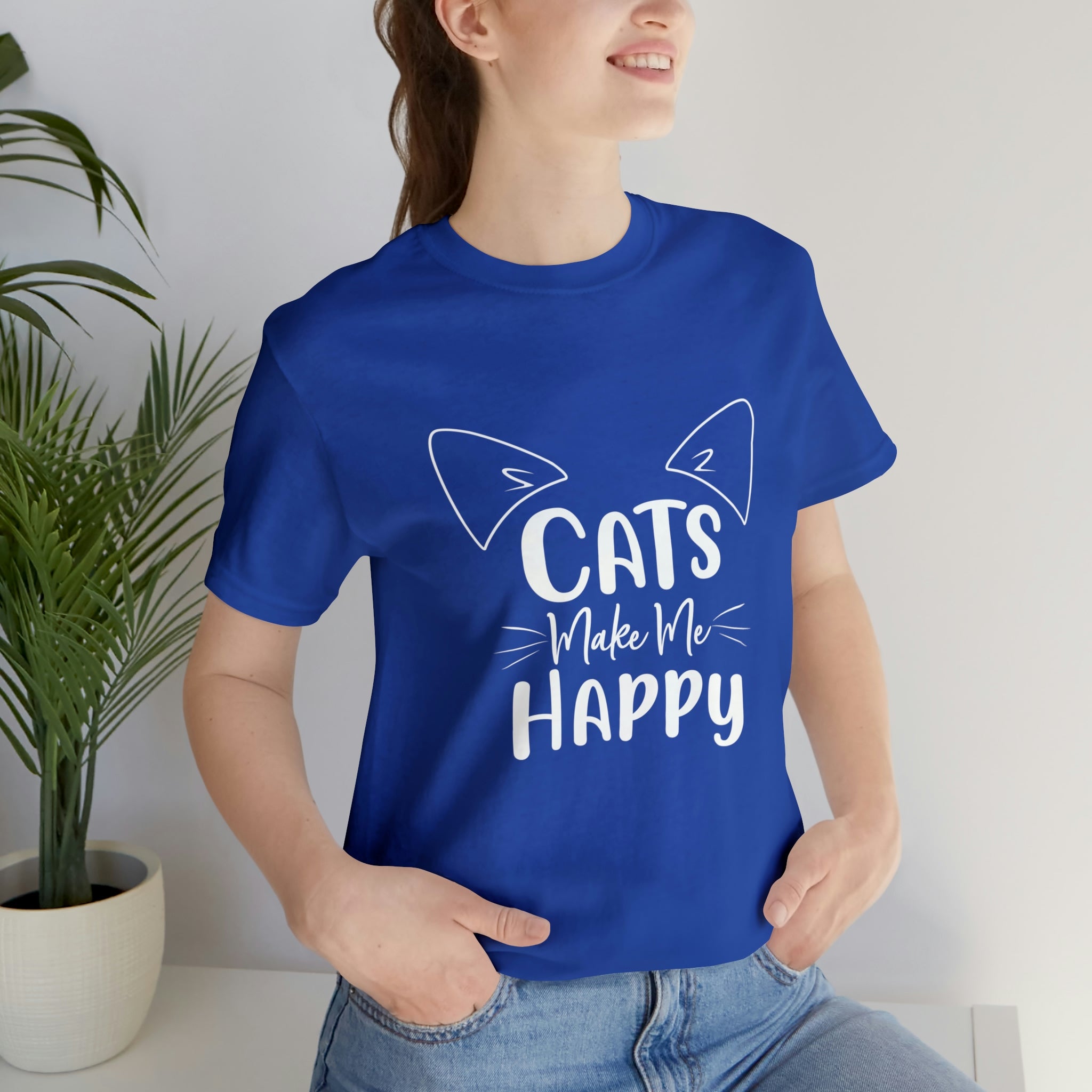 Cats Make Me Happy - Unisex Jersey Short Sleeve Tee