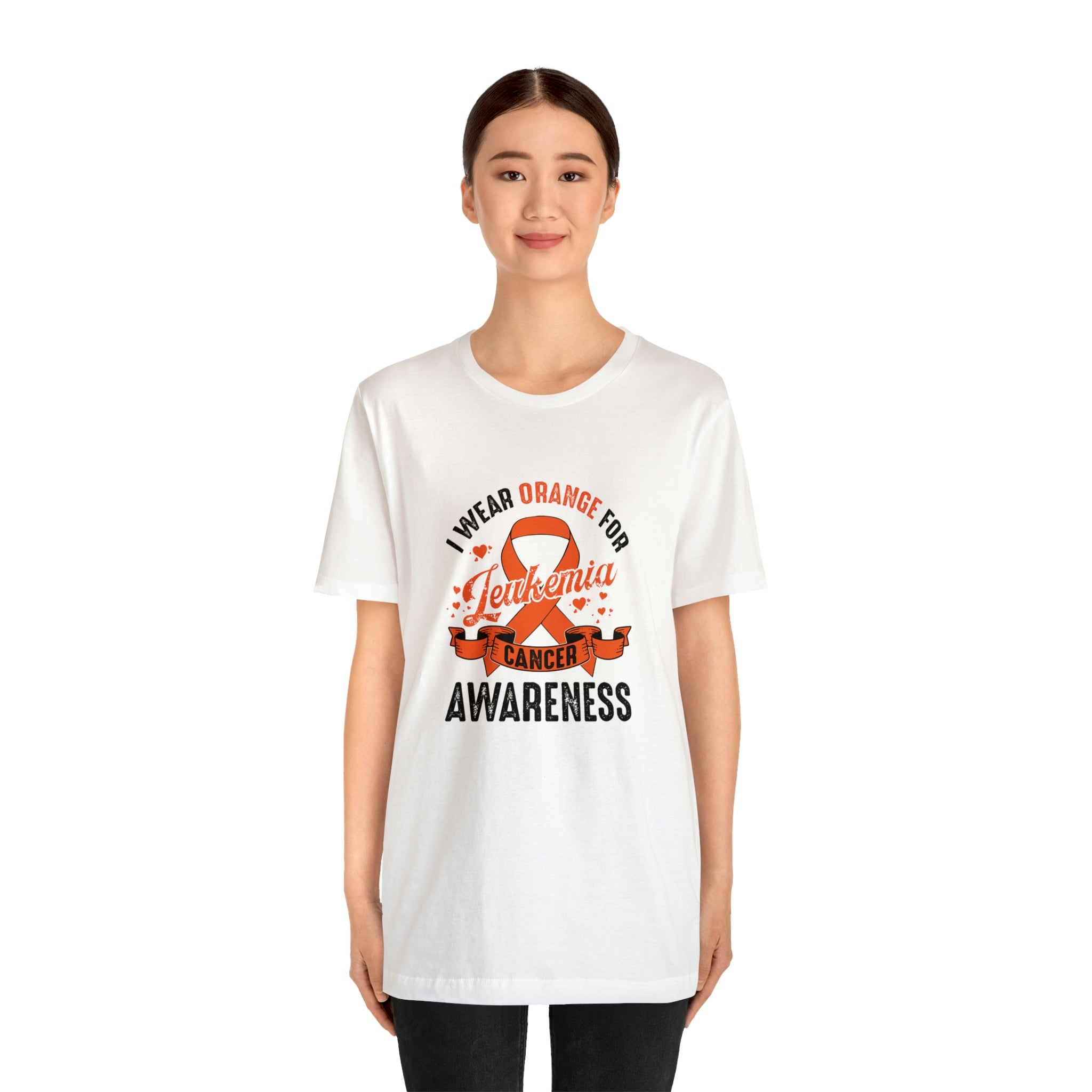 I Wear Orange For Leukemia Cancer Awareness - Unisex Jersey Short Sleeve Tee