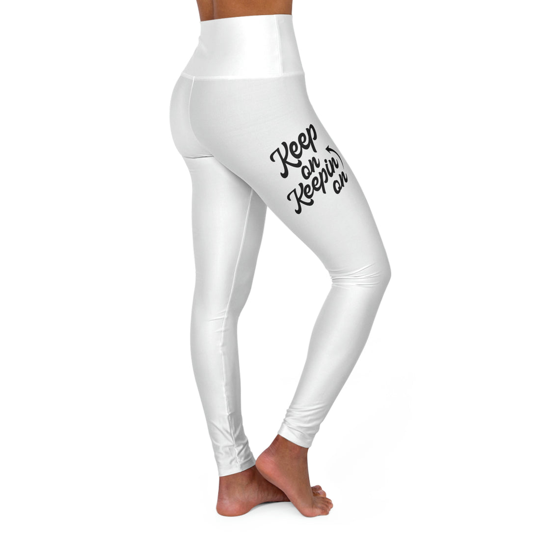 Keep On Keepin On - White High Waisted Yoga Leggings