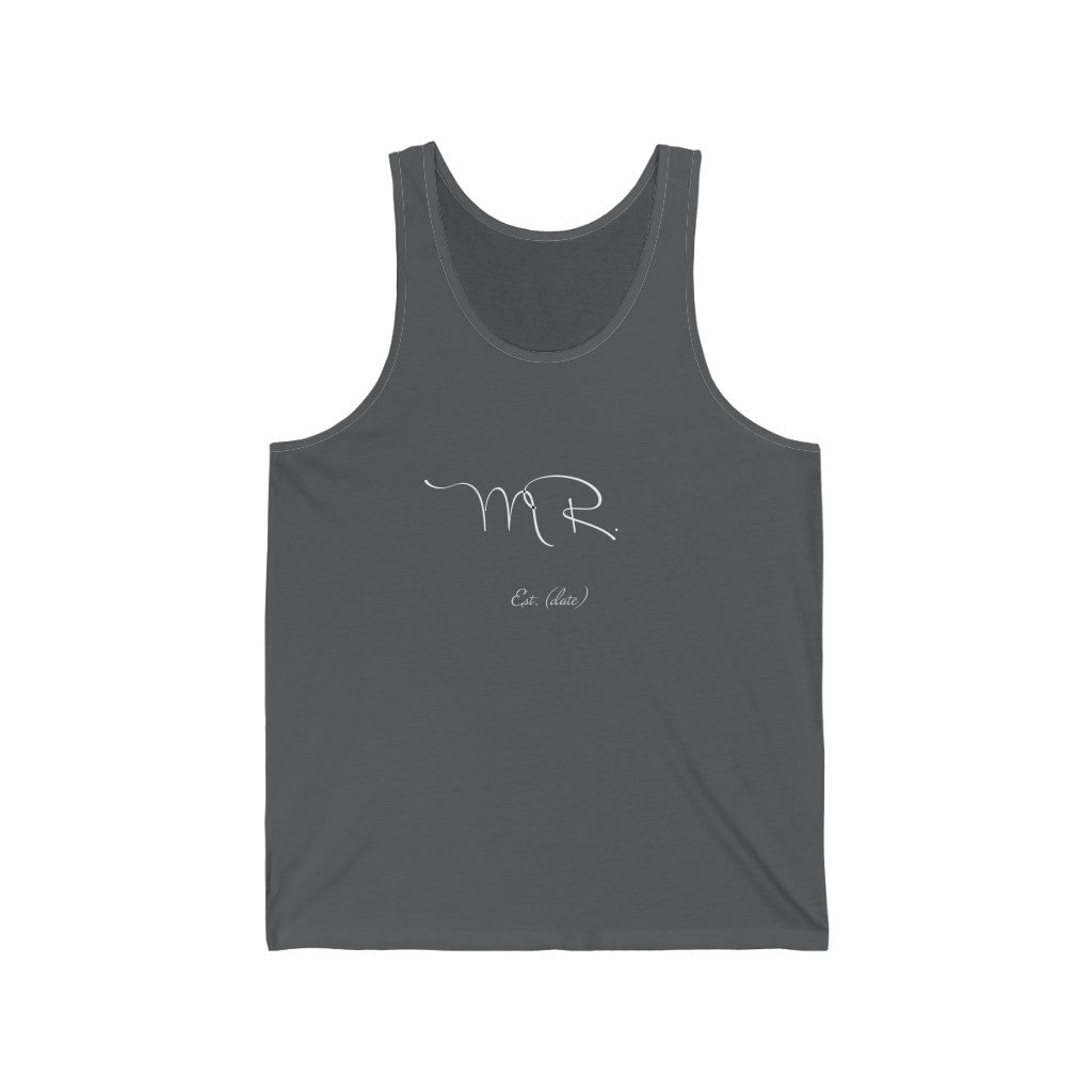 Mr. Established Wedding Date Customizable - Unisex Jersey Tank Top