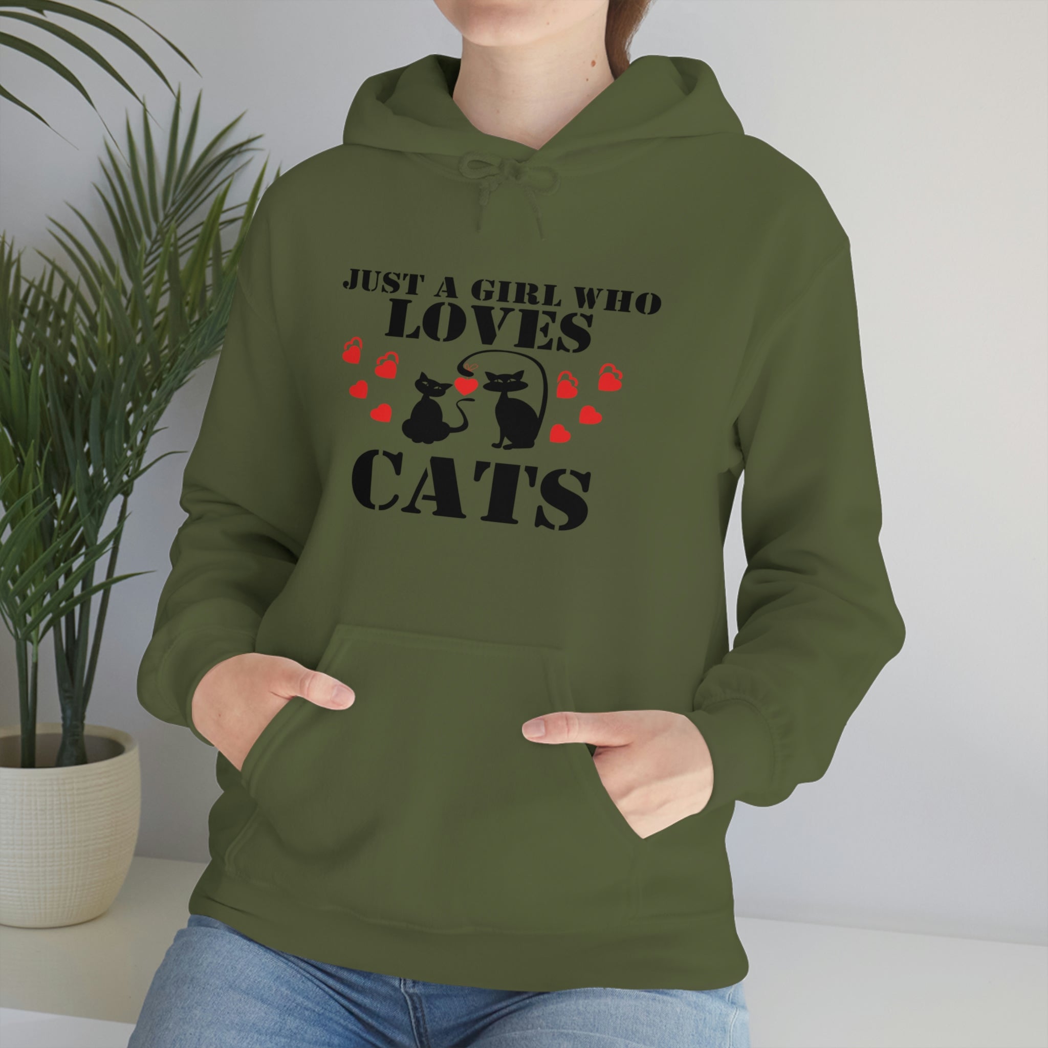 Just a Girl Who Loves Cats - Unisex Heavy Blend™ Hooded Sweatshirt