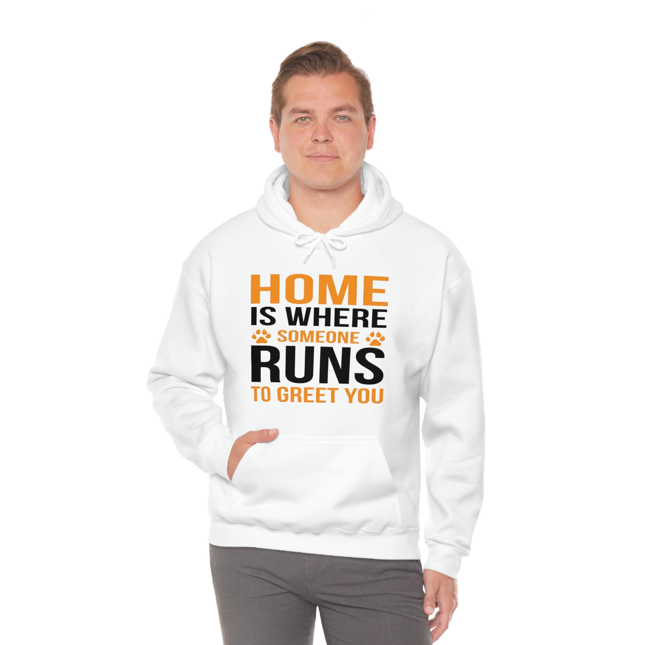 Home Is Where Someone Runs To Greet You - Unisex Heavy Blend™ Hooded Sweatshirt