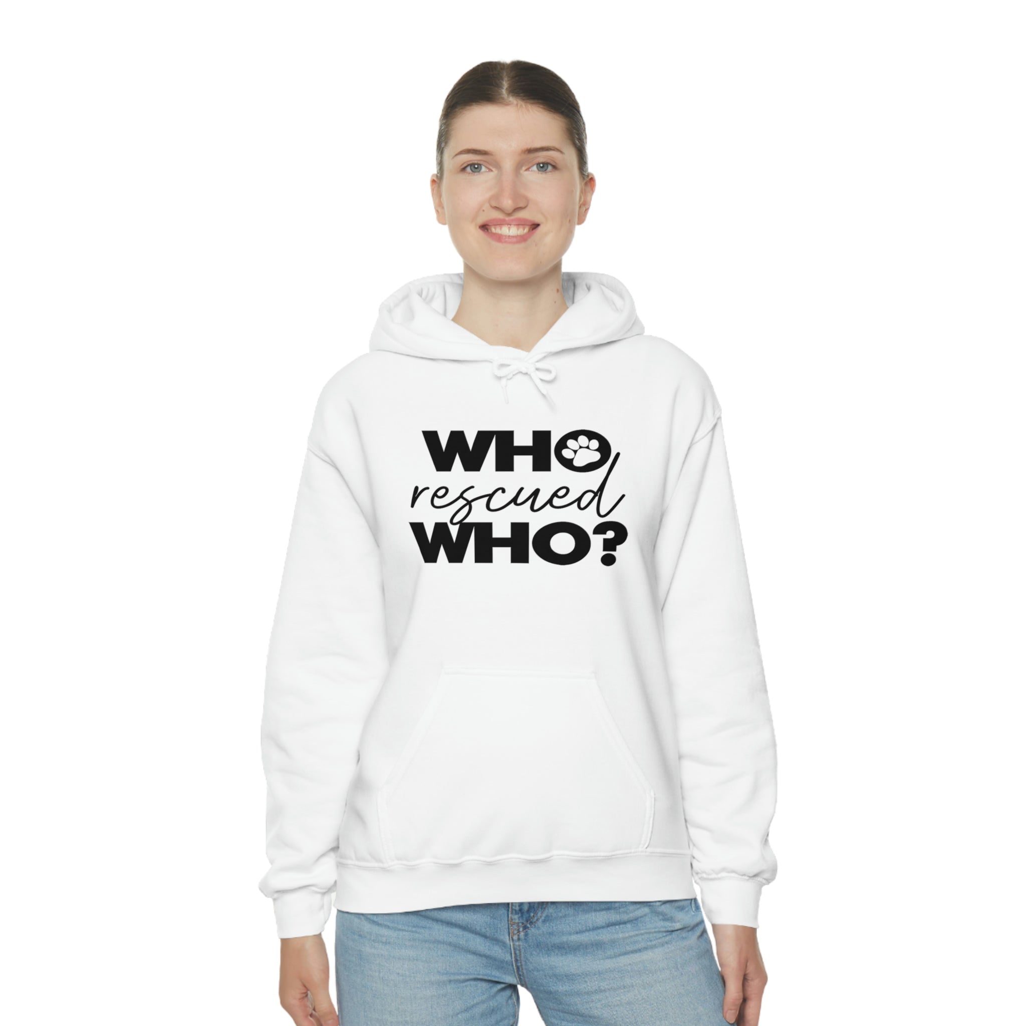 Who Rescued Who - Unisex Heavy Blend™ Hooded Sweatshirt