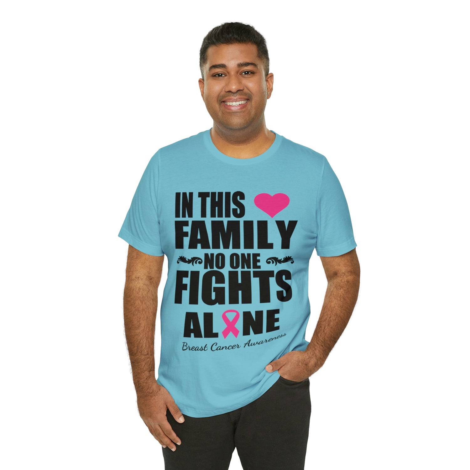 In This Family No One Fights Alone - Unisex Jersey Short Sleeve Tee