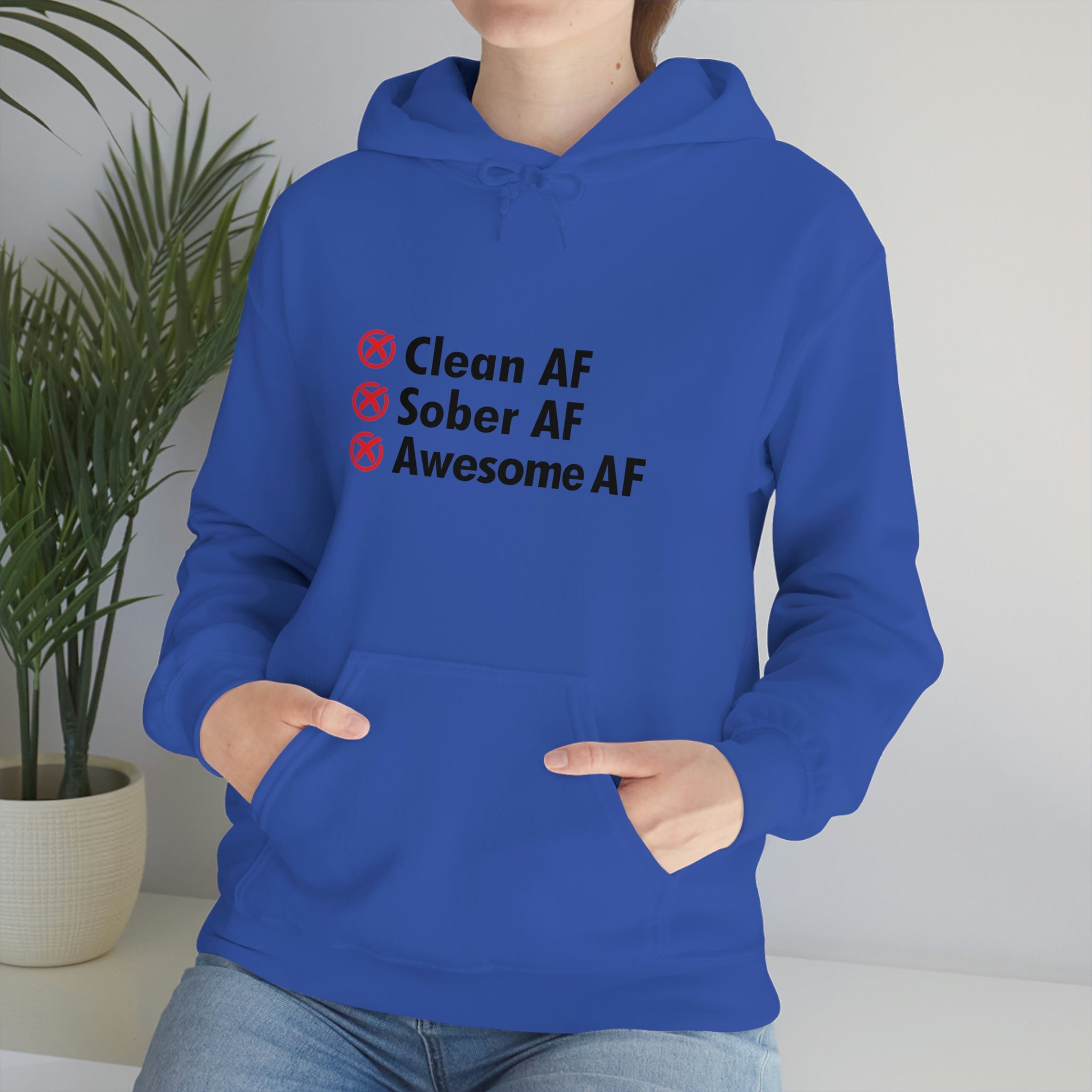 Clean AF Sober AF Awesome AF - Unisex Heavy Blend™ Hooded Sweatshirt